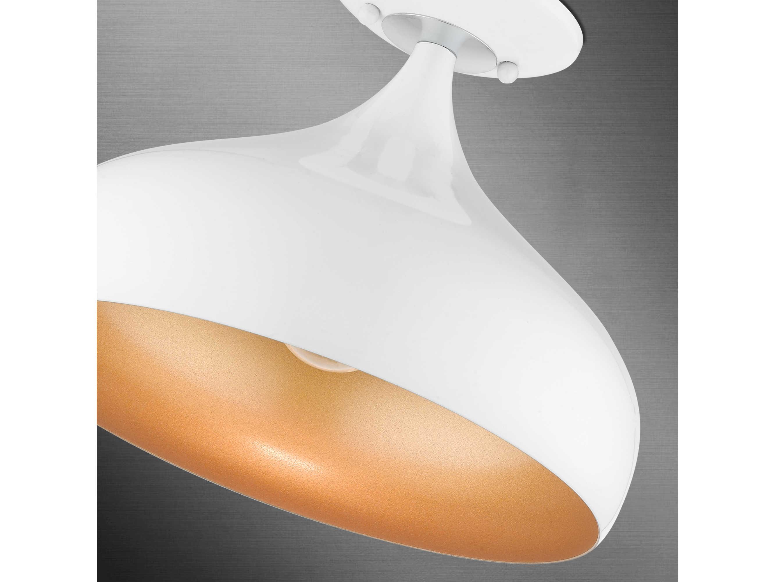 Livex Lighting Amador 1-Light Shiny White Polished Chrome Bell Semi Flush Mount