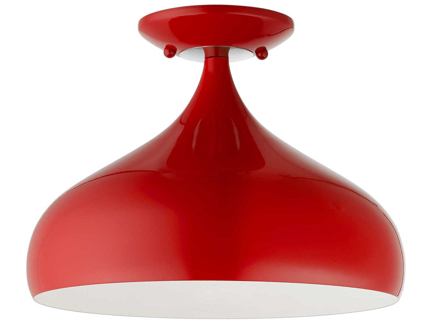 Livex Lighting Amador 1-Light Shiny Red Polished Chrome Bell Semi Flush Mount
