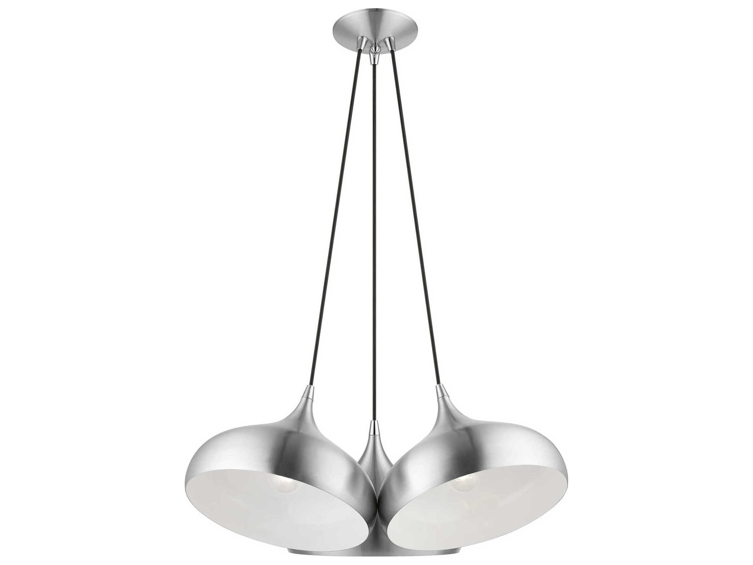 Livex Lighting Amador 3-Light Brushed Aluminum Polished Chrome Bell Pendant
