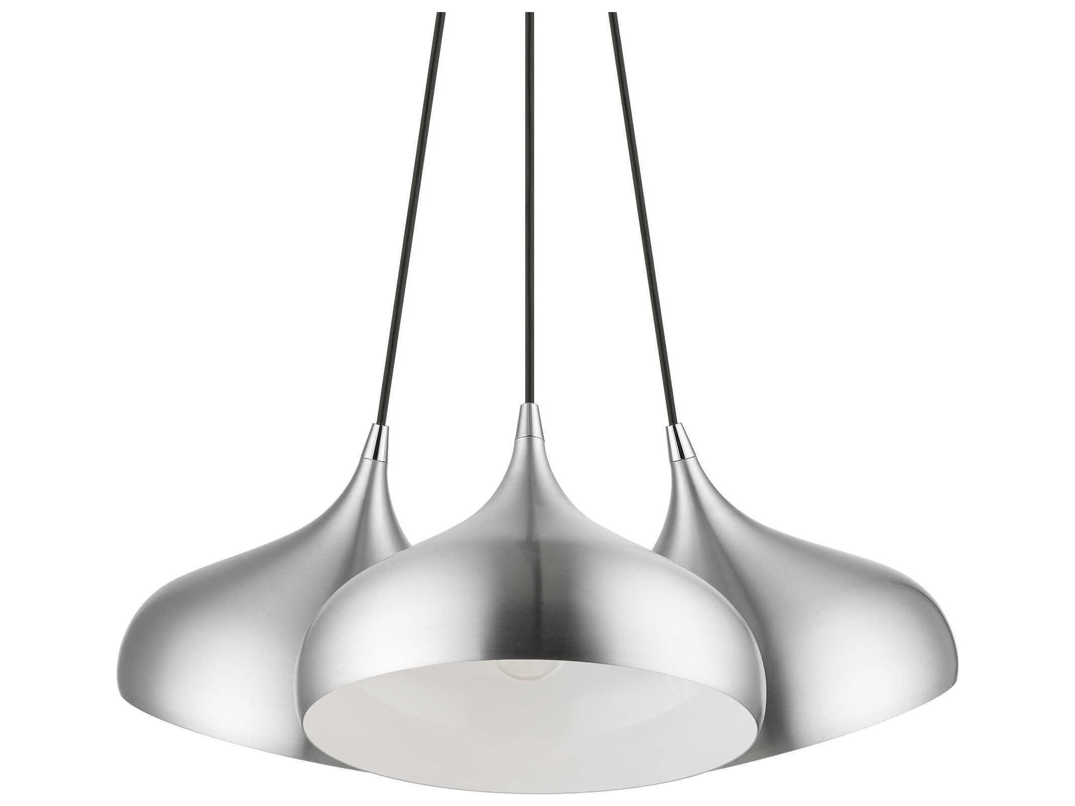 Livex Lighting Amador 3-Light Brushed Aluminum Polished Chrome Bell Pendant