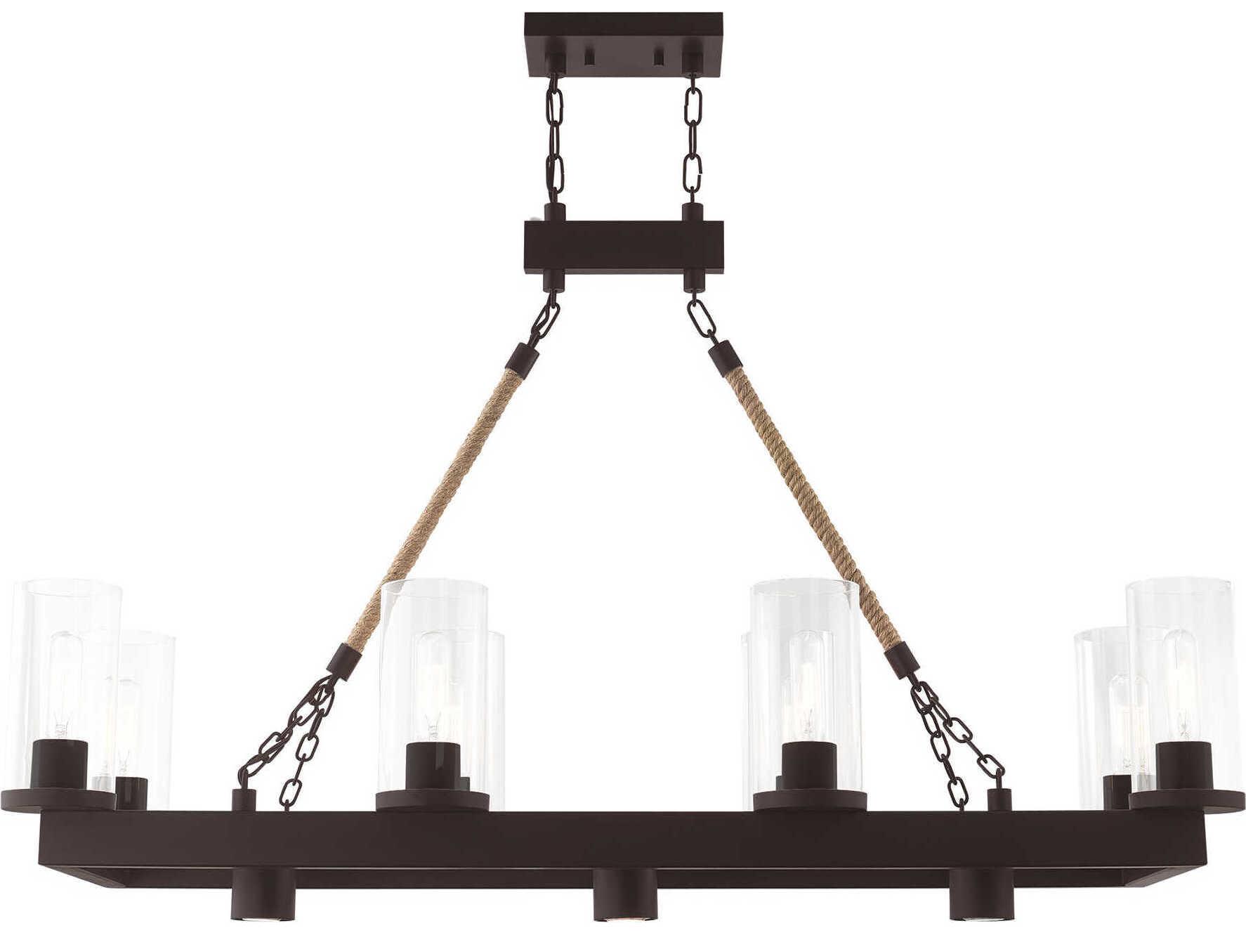 Livex Lighting Metuchen 11-Light Bronze Glass Cylinder Island Pendant