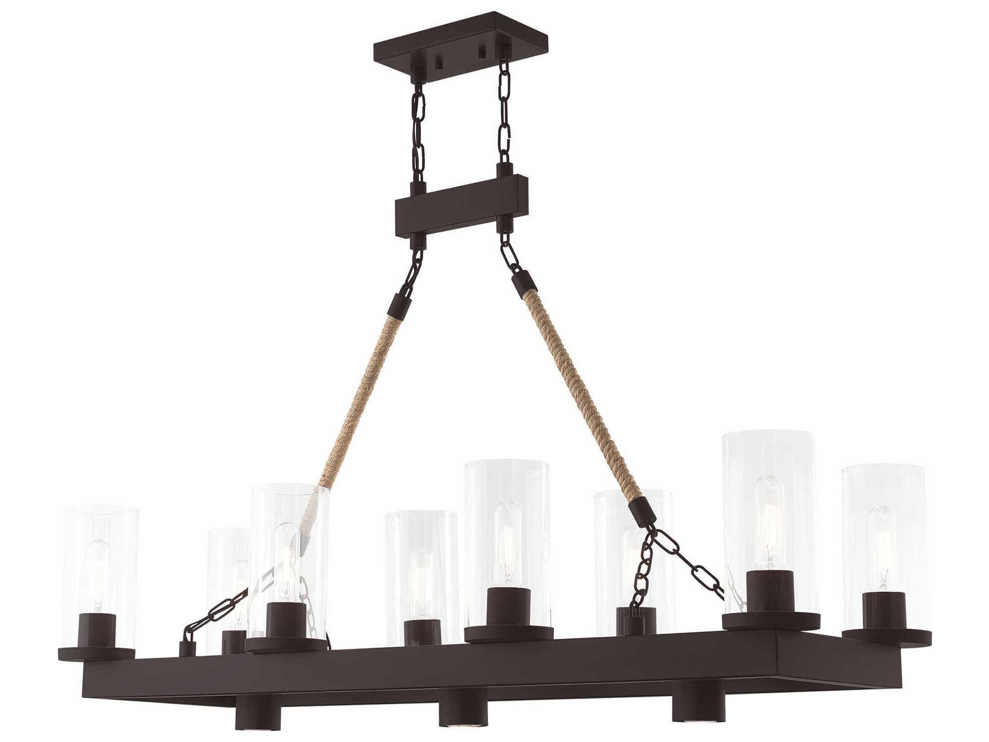 Livex Lighting Metuchen 11-Light Bronze Glass Cylinder Island Pendant