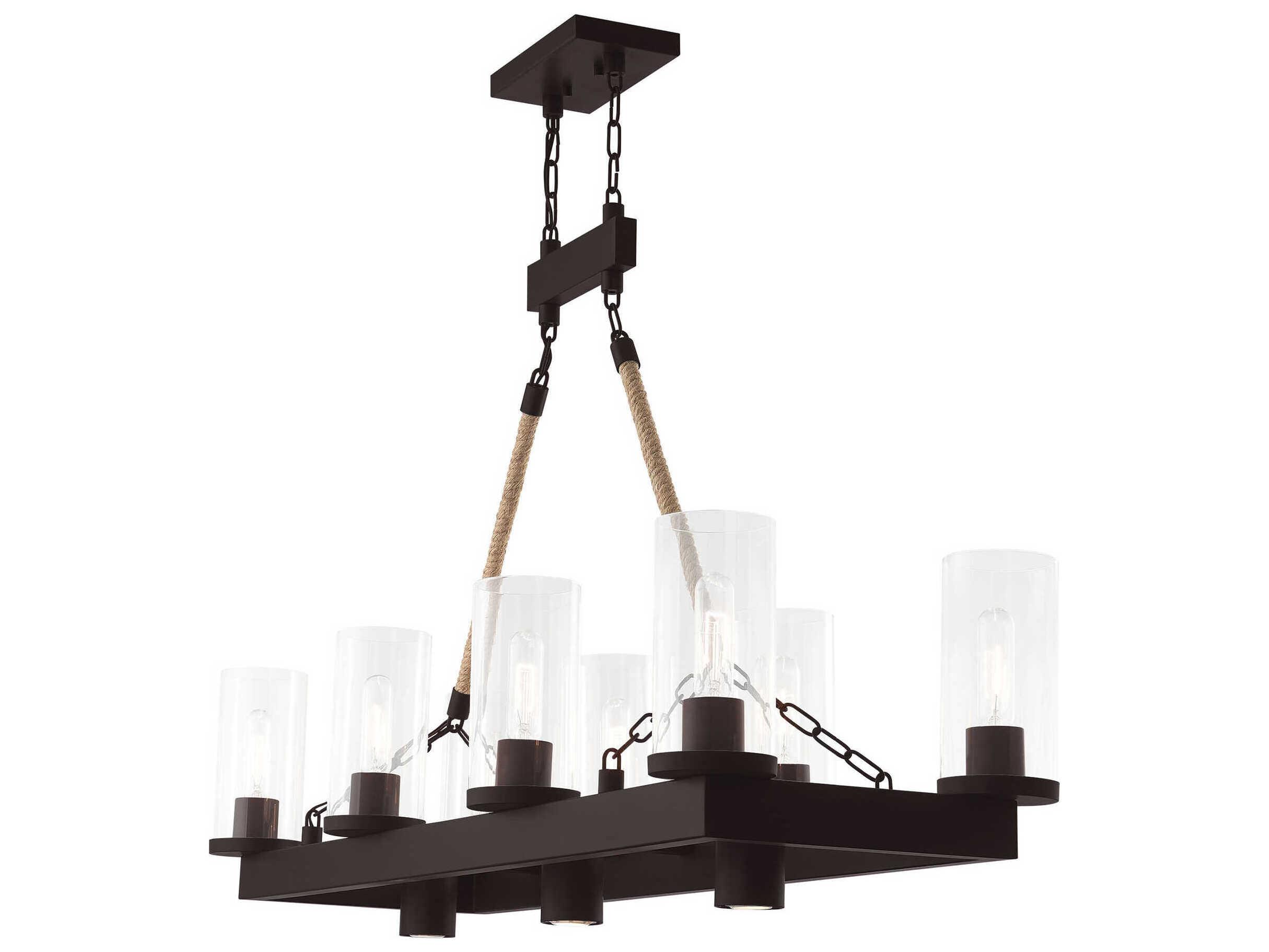 Livex Lighting Metuchen 11-Light Bronze Glass Cylinder Island Pendant