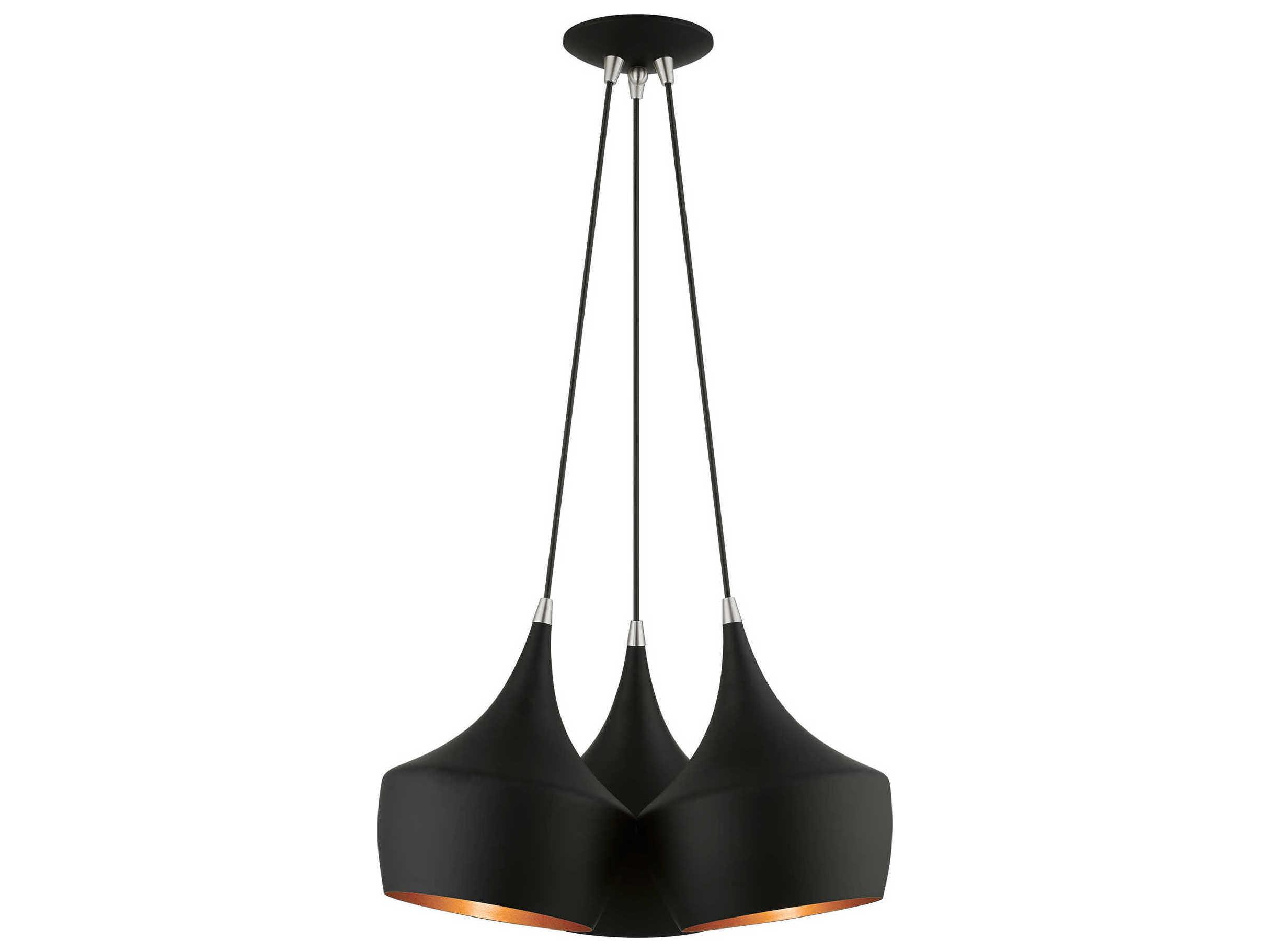 Livex Lighting Waldorf 3-Light Black Gold Pendant