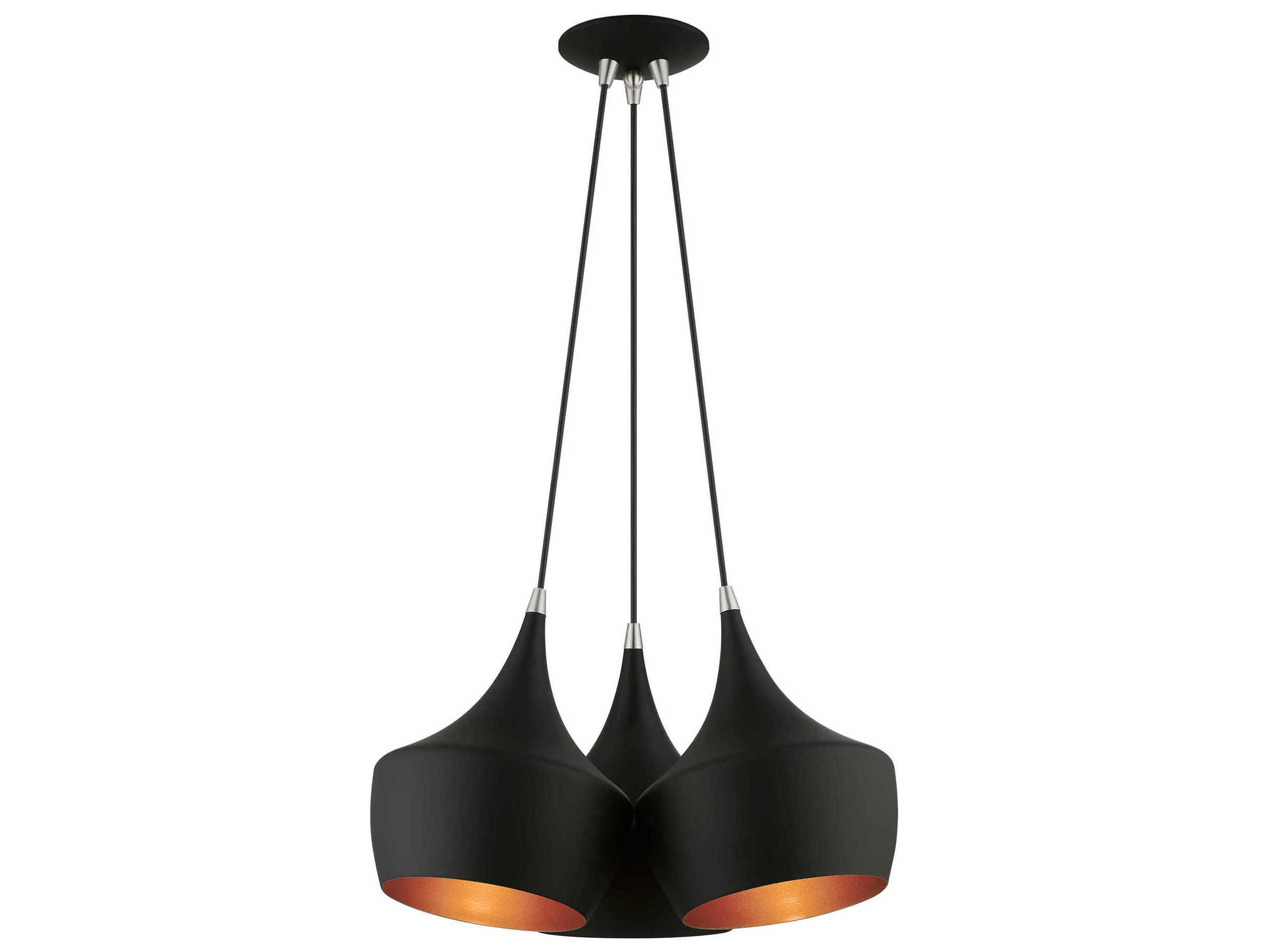 Livex Lighting Waldorf 3-Light Black Gold Pendant