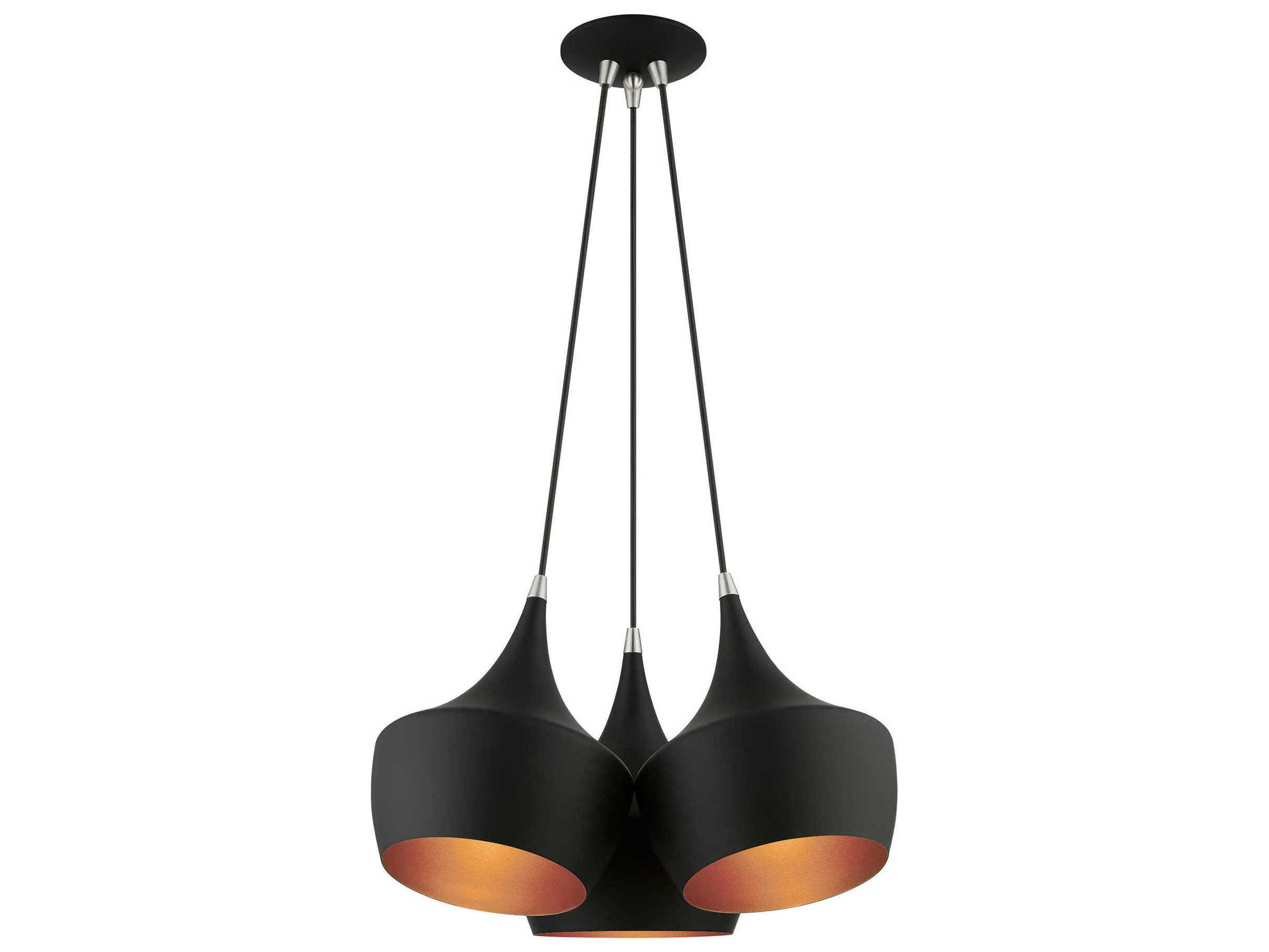 Livex Lighting Waldorf 3-Light Black Gold Pendant