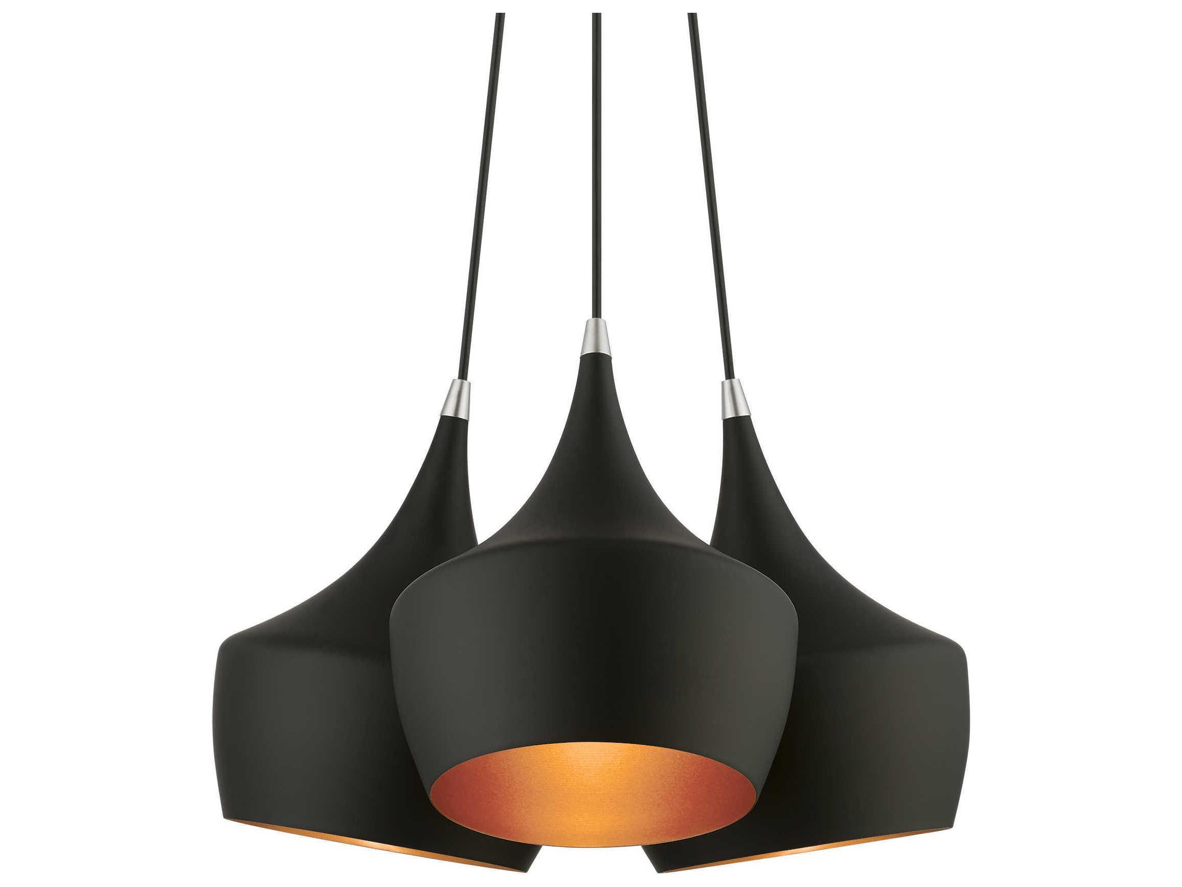 Livex Lighting Waldorf 3-Light Black Gold Pendant