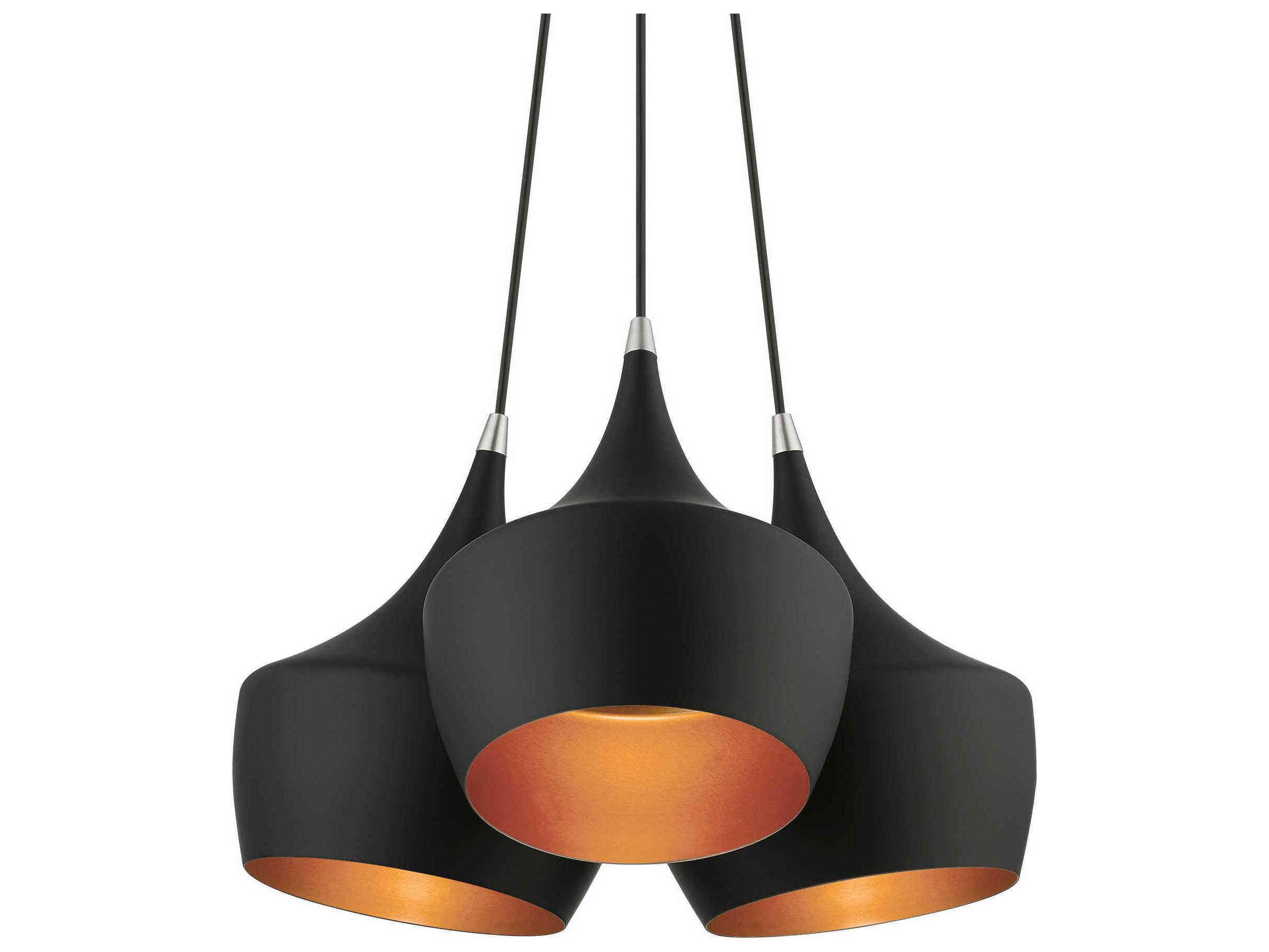 Livex Lighting Waldorf 3-Light Black Gold Pendant