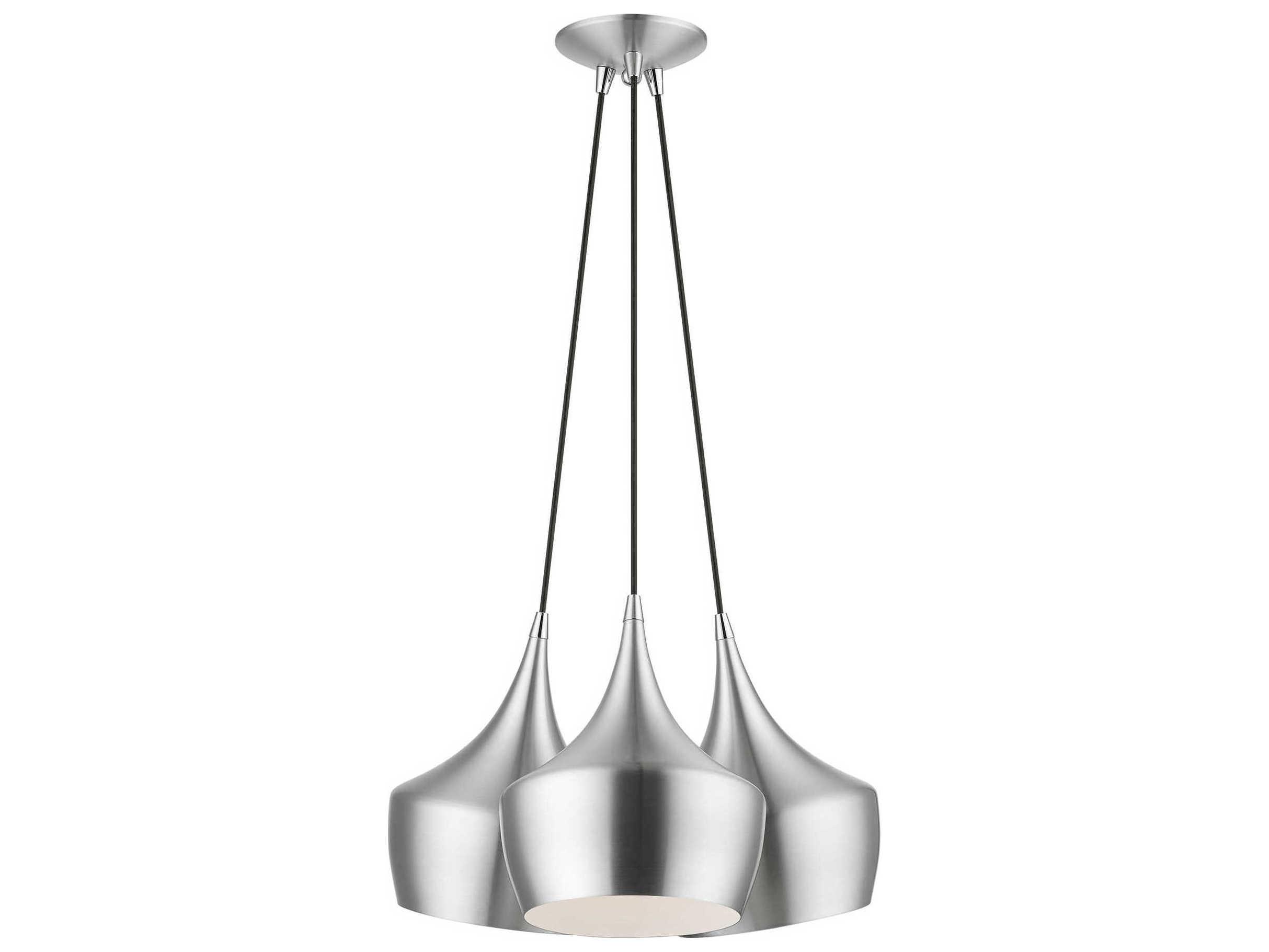 Livex Lighting Waldorf 3-Light Brushed Aluminum Silver Pendant