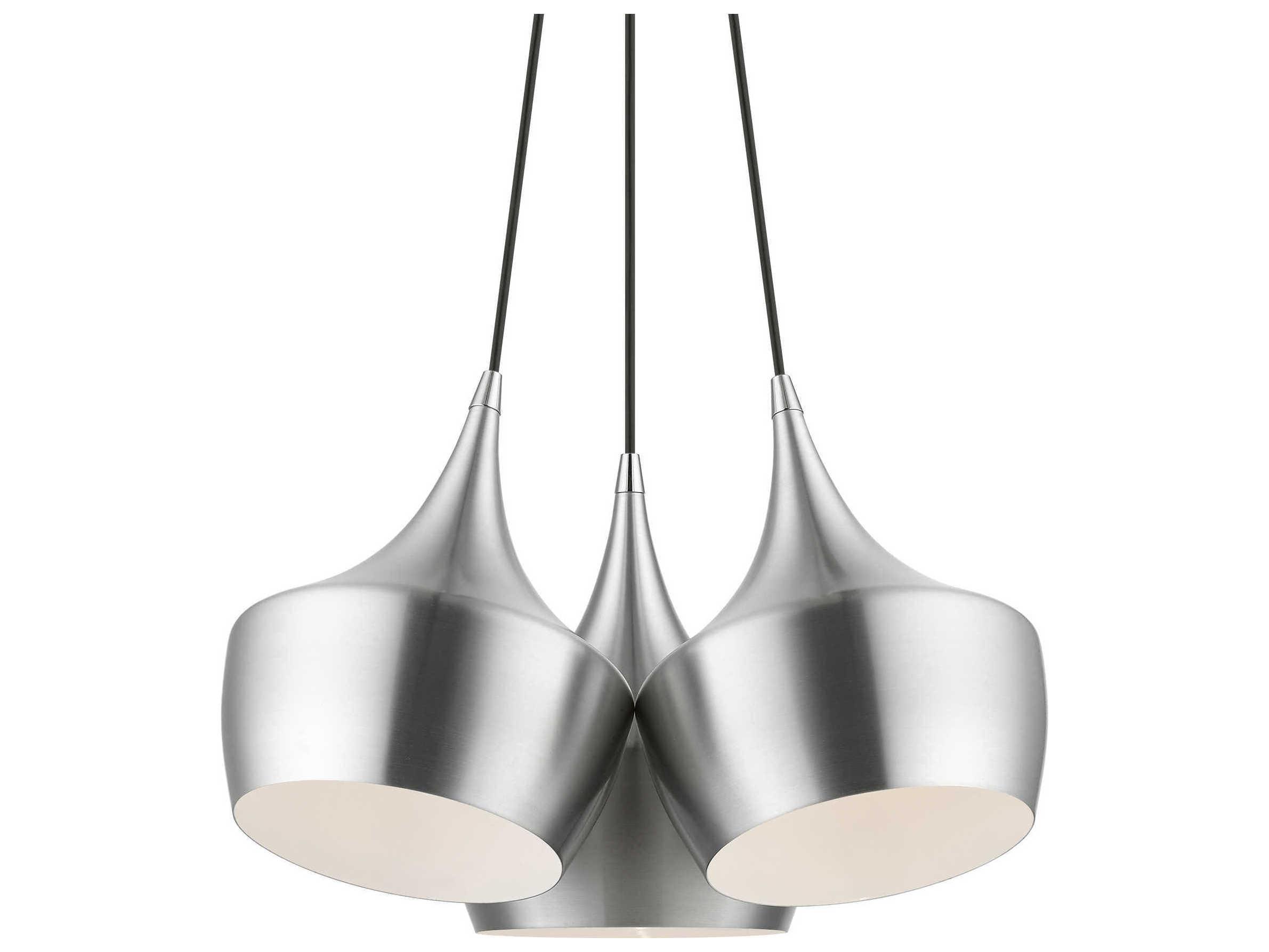 Livex Lighting Waldorf 3-Light Brushed Aluminum Silver Pendant