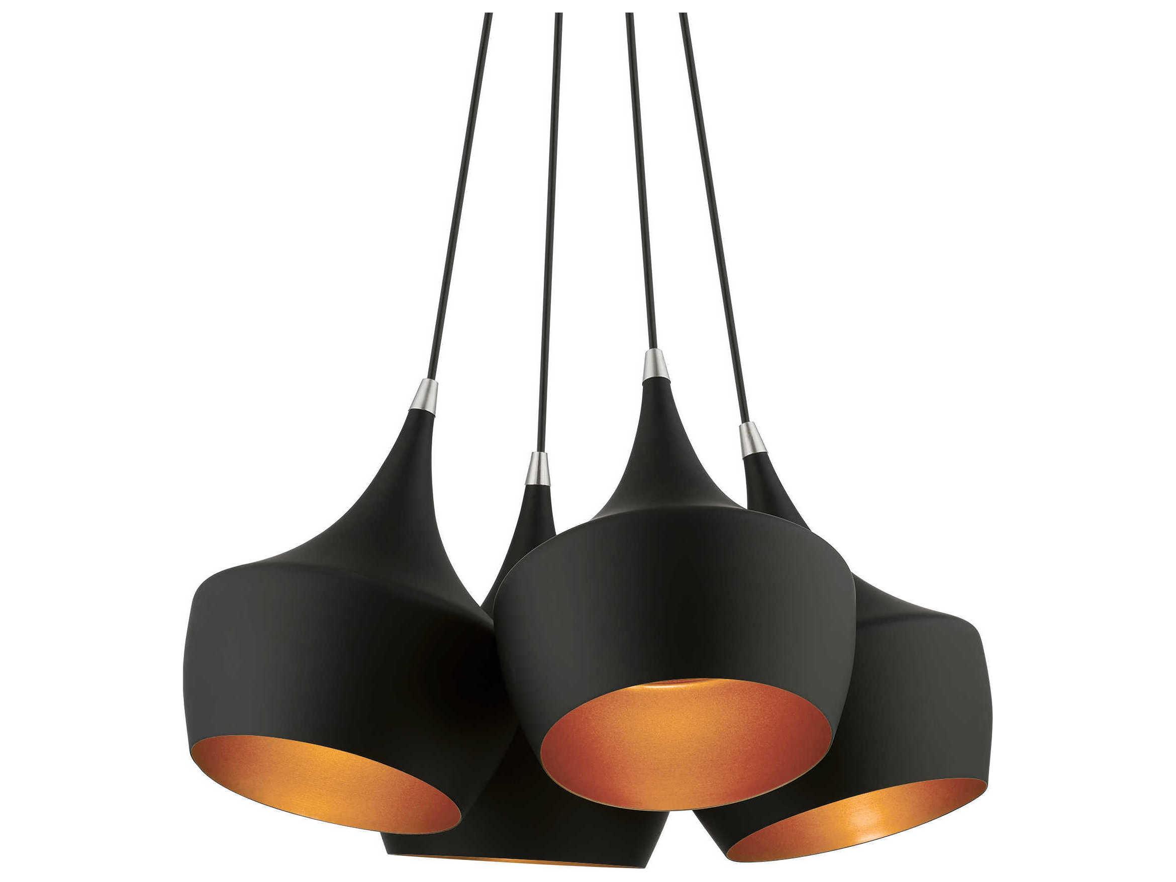 Livex Lighting Waldorf 4-Light Black Gold Pendant