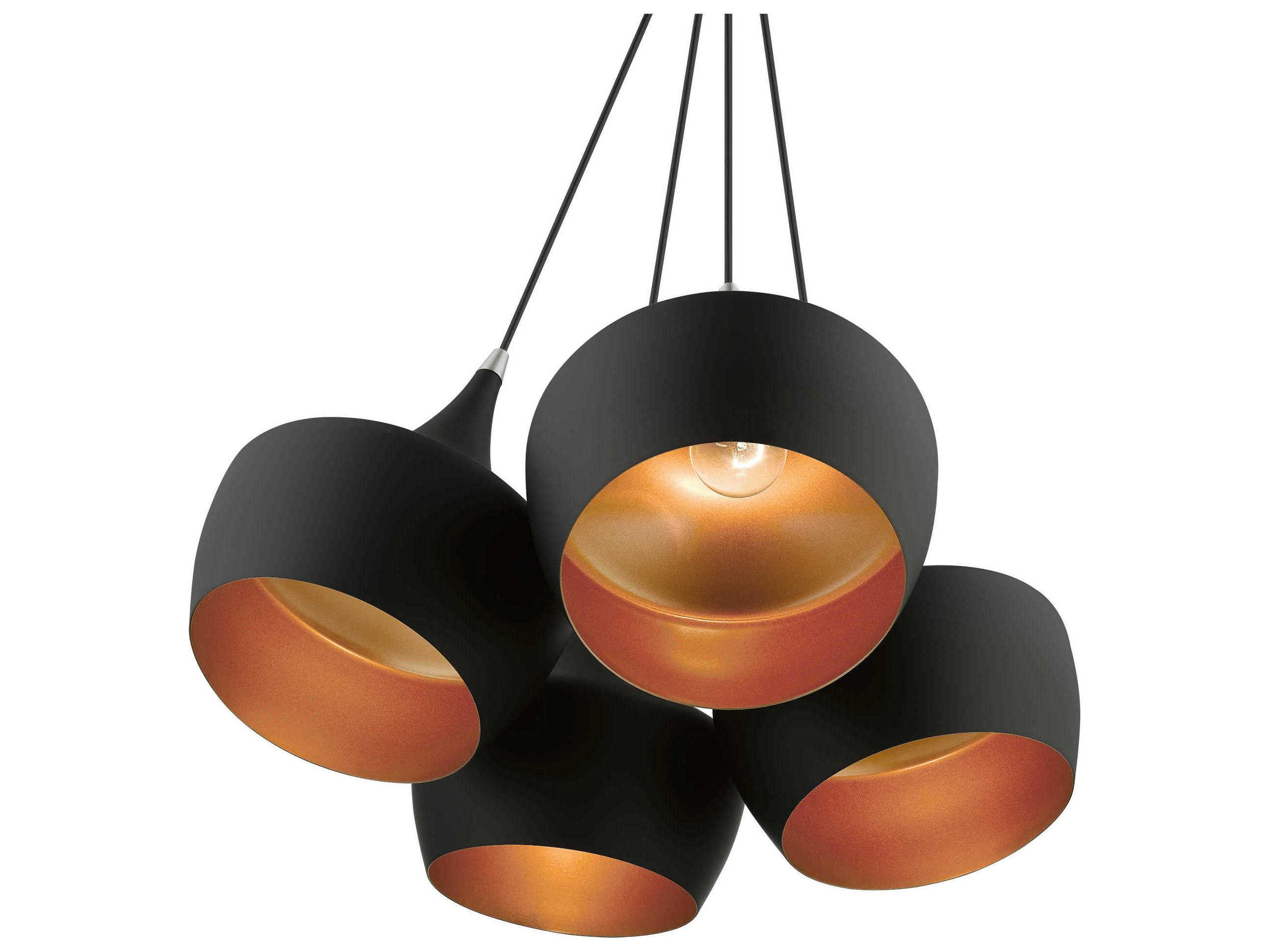 Livex Lighting Waldorf 4-Light Black Gold Pendant