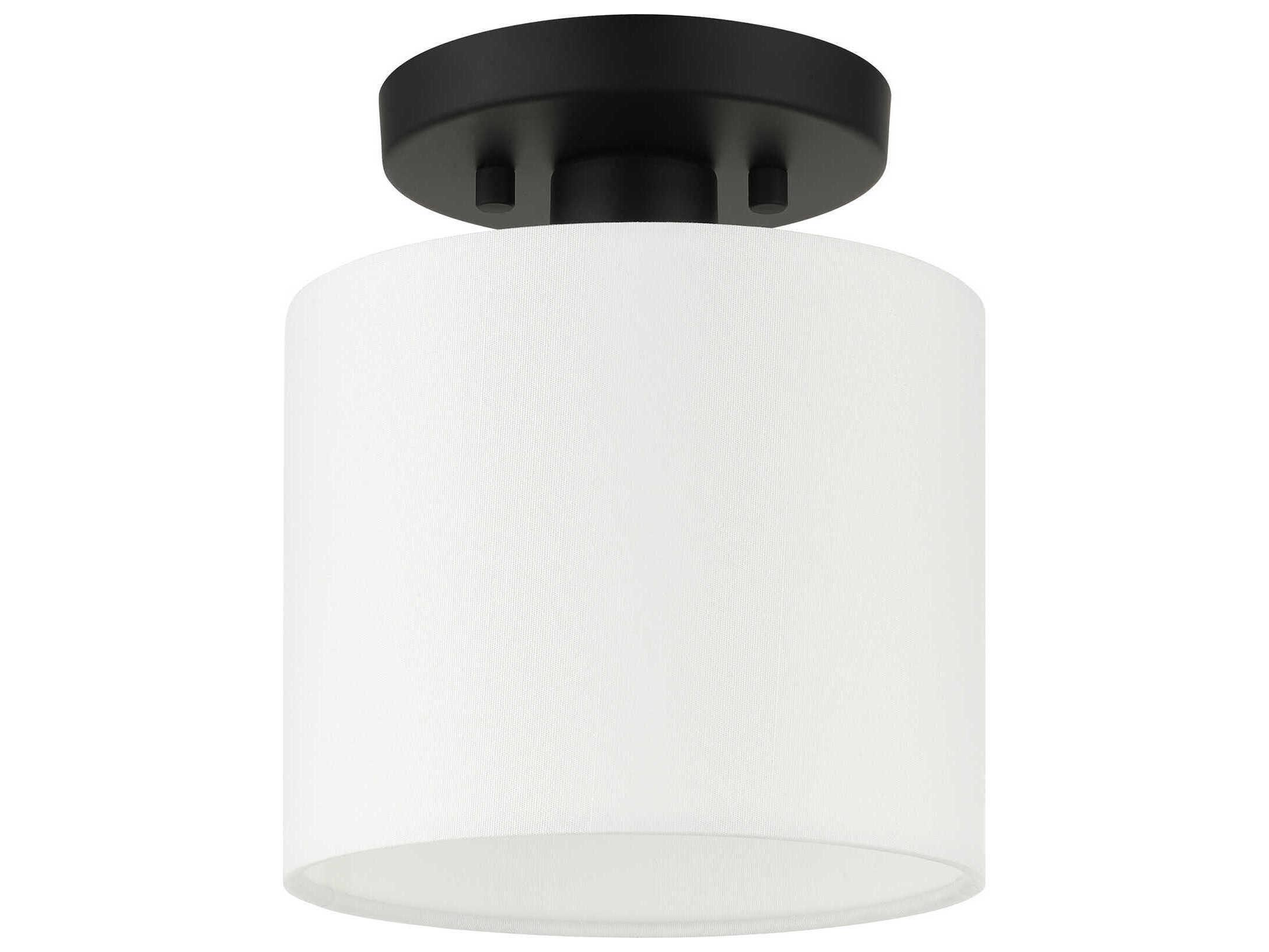 Livex Lighting Meridian 1-Light Black Drum Semi Flush Mount
