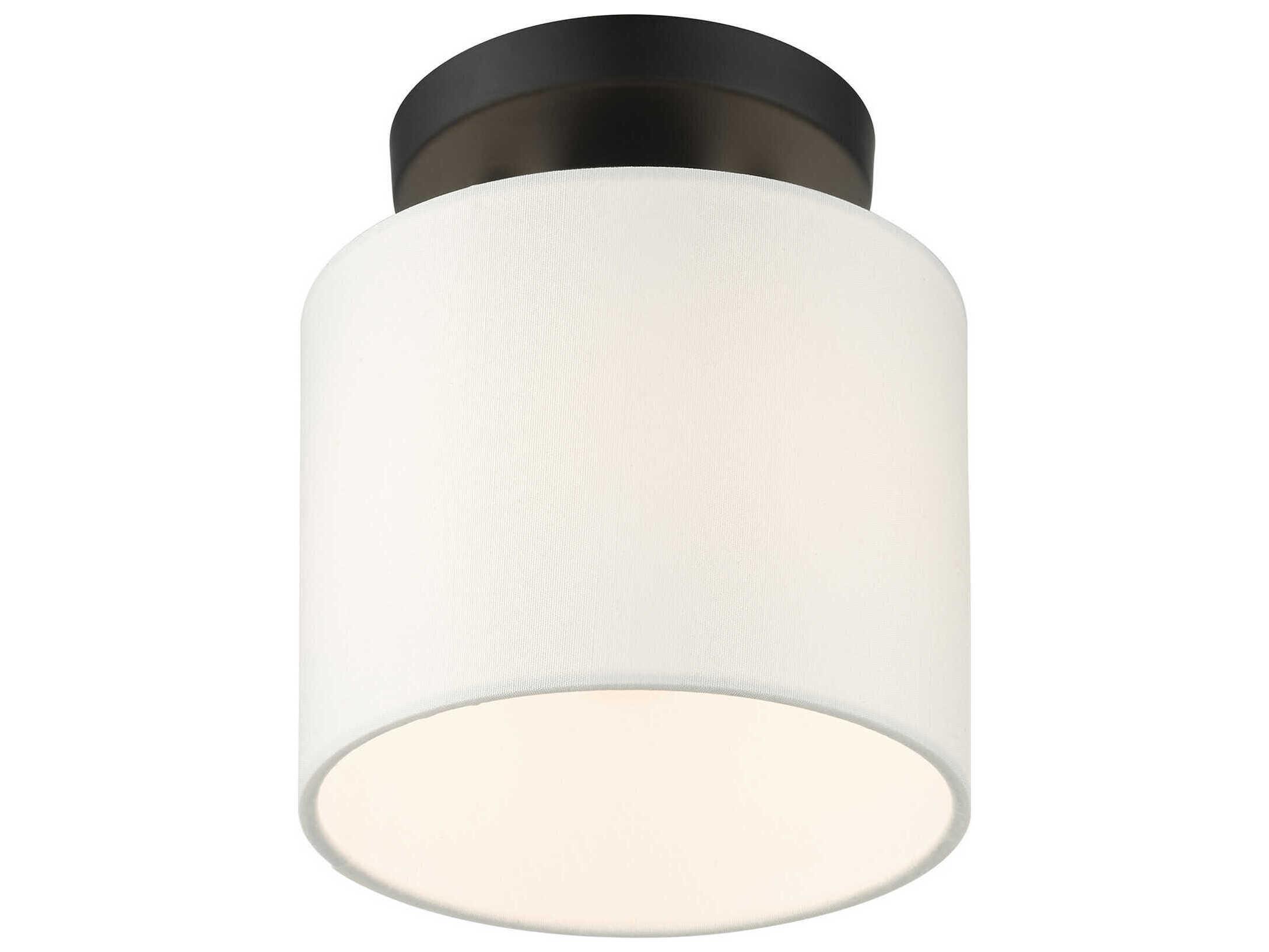 Livex Lighting Meridian 1-Light Black Drum Semi Flush Mount