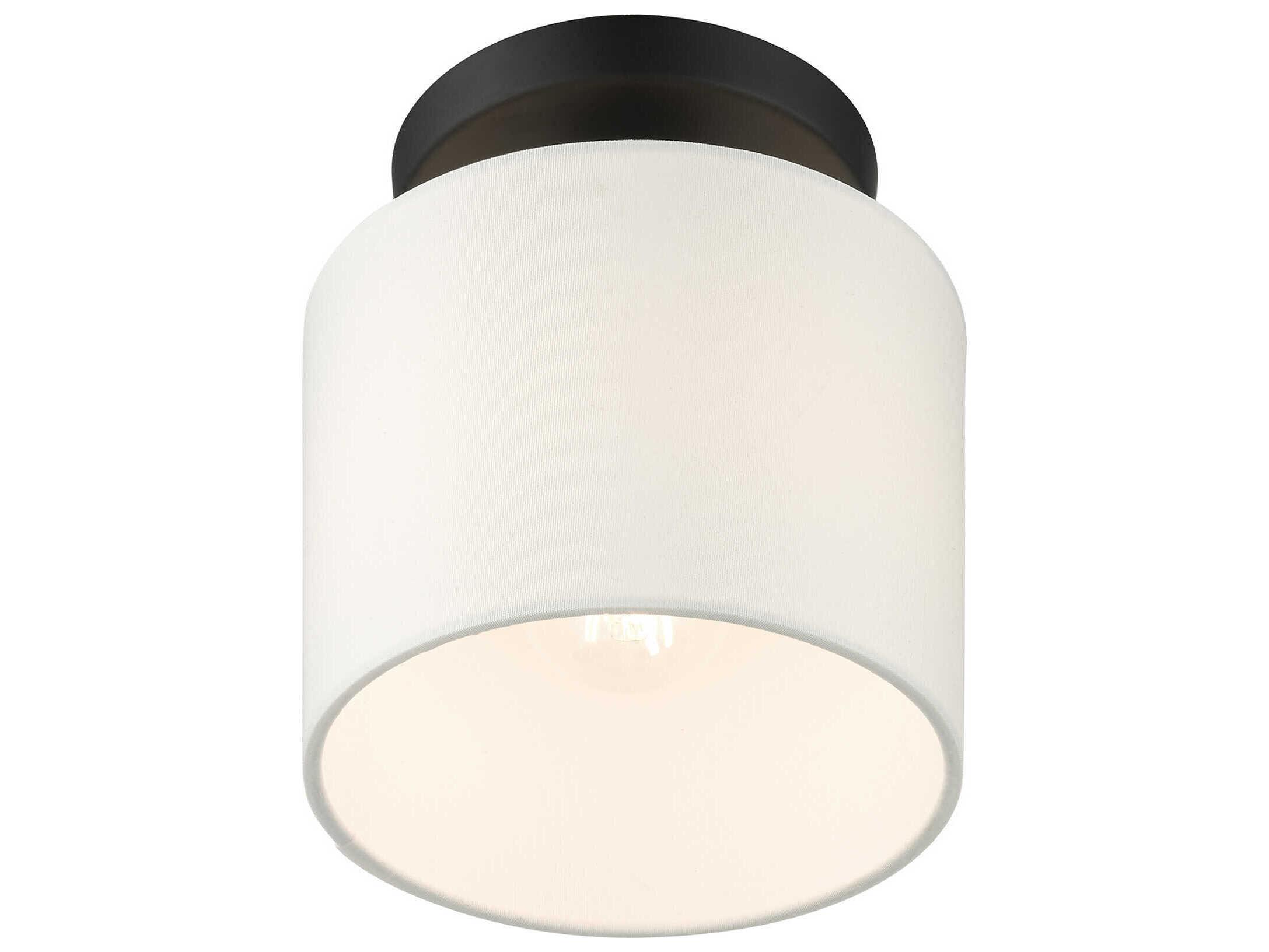 Livex Lighting Meridian 1-Light Black Drum Semi Flush Mount