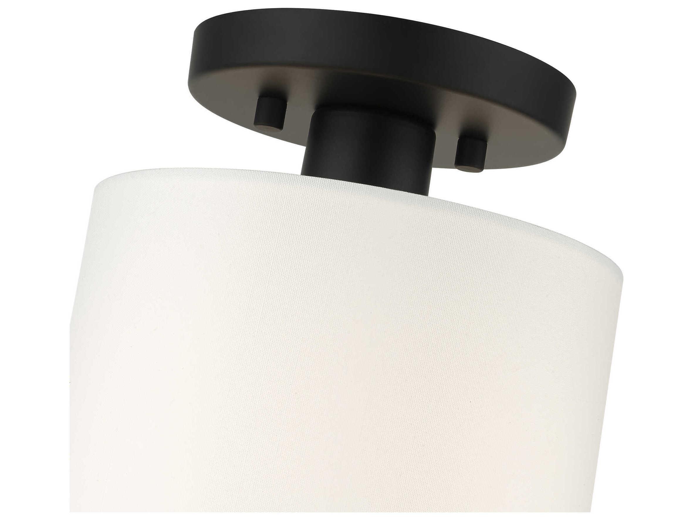Livex Lighting Meridian 1-Light Black Drum Semi Flush Mount