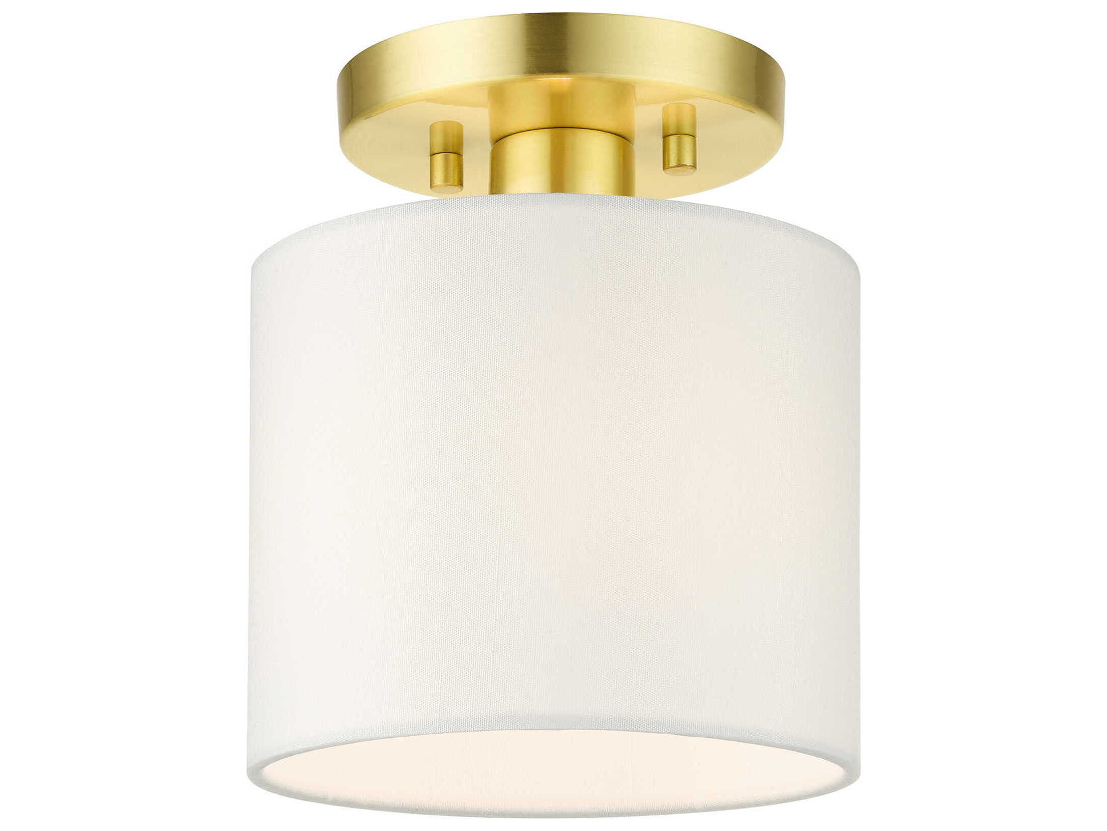 Livex Lighting Meridian 1-Light Satin Brass Drum Semi Flush Mount