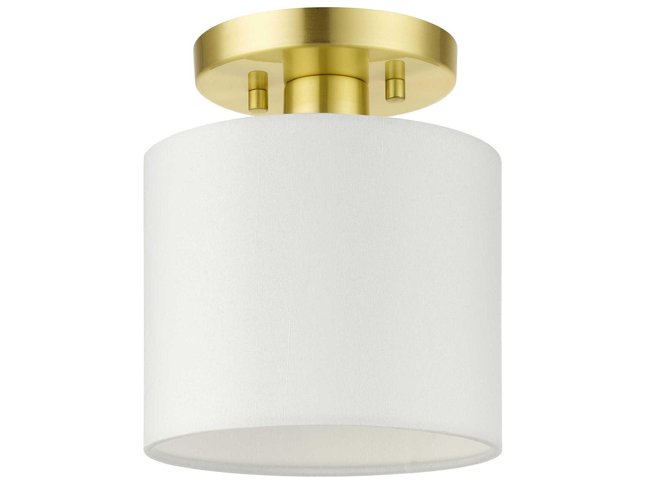 Livex Lighting Meridian 1-Light Satin Brass Drum Semi Flush Mount