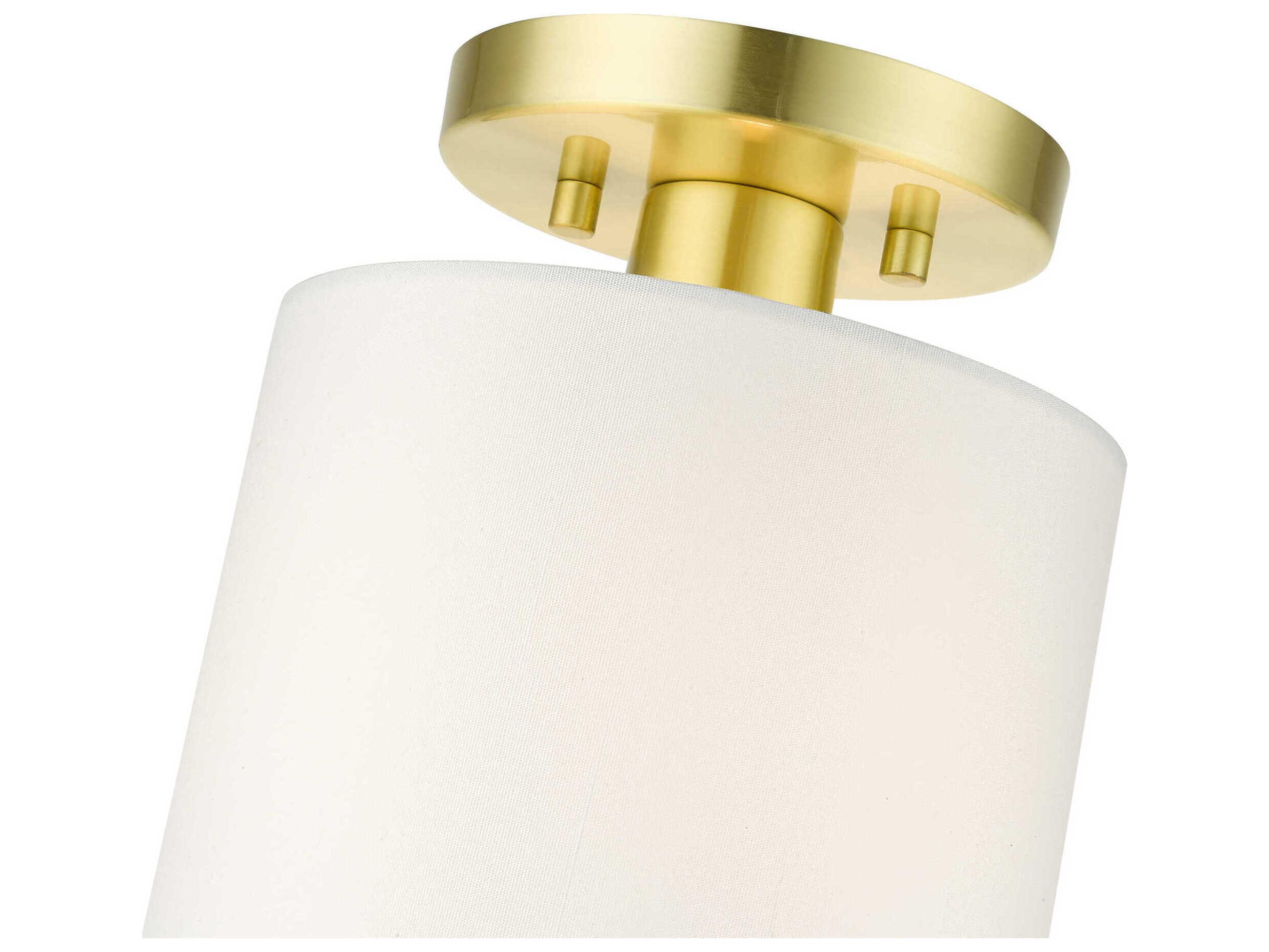 Livex Lighting Meridian 1-Light Satin Brass Drum Semi Flush Mount