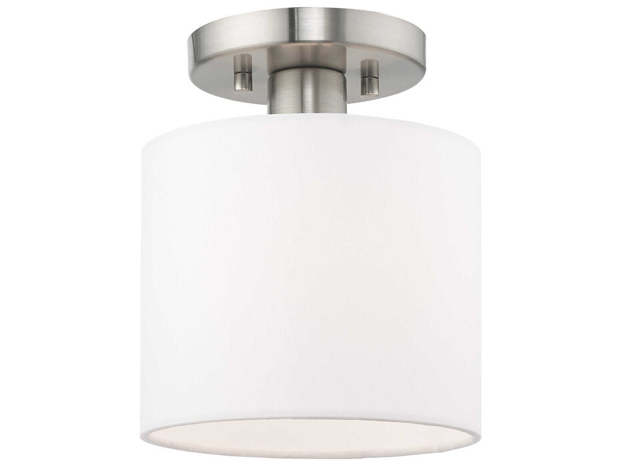 Livex Lighting Meridian 1-Light Brushed Nickel Drum Semi Flush Mount