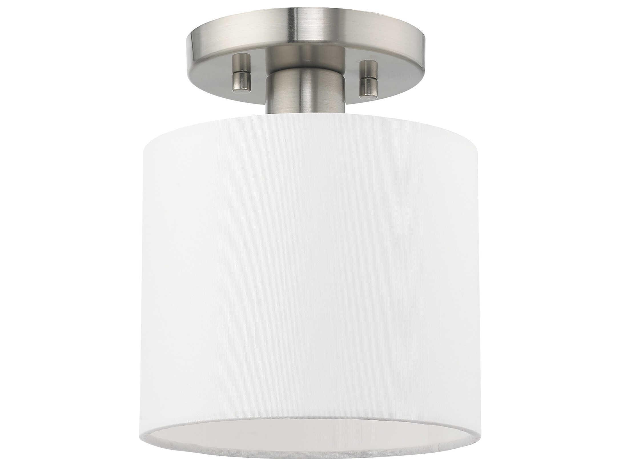 Livex Lighting Meridian 1-Light Brushed Nickel Drum Semi Flush Mount