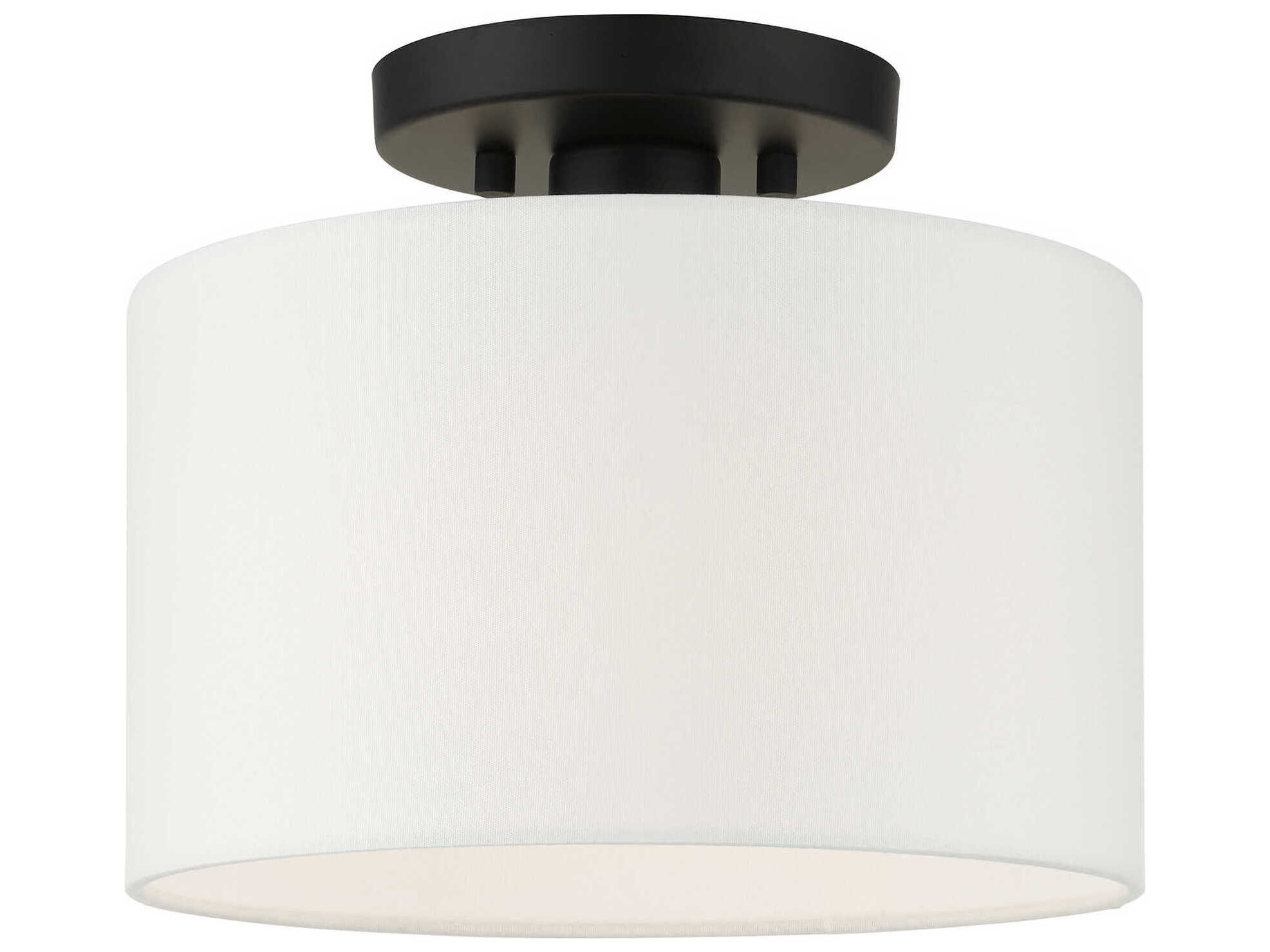 Livex Lighting Meridian 1-Light Black Drum Semi Flush Mount