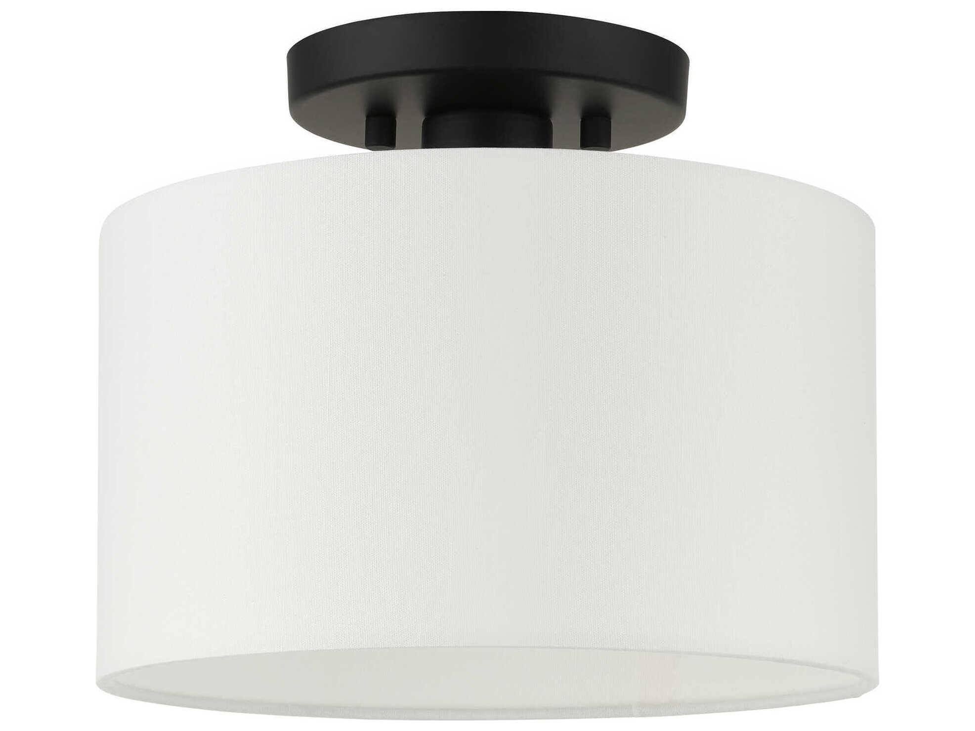 Livex Lighting Meridian 1-Light Black Drum Semi Flush Mount