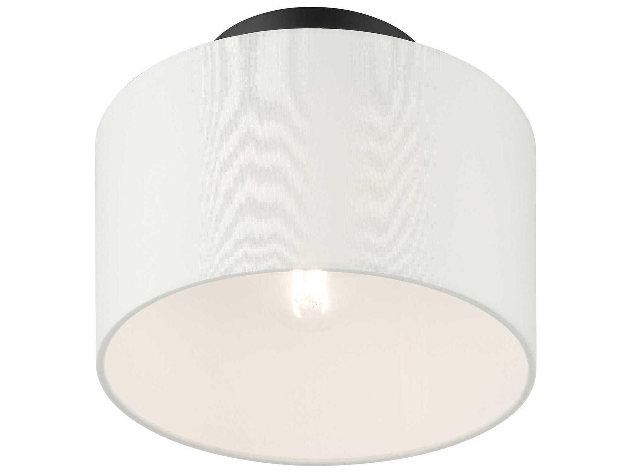 Livex Lighting Meridian 1-Light Black Drum Semi Flush Mount