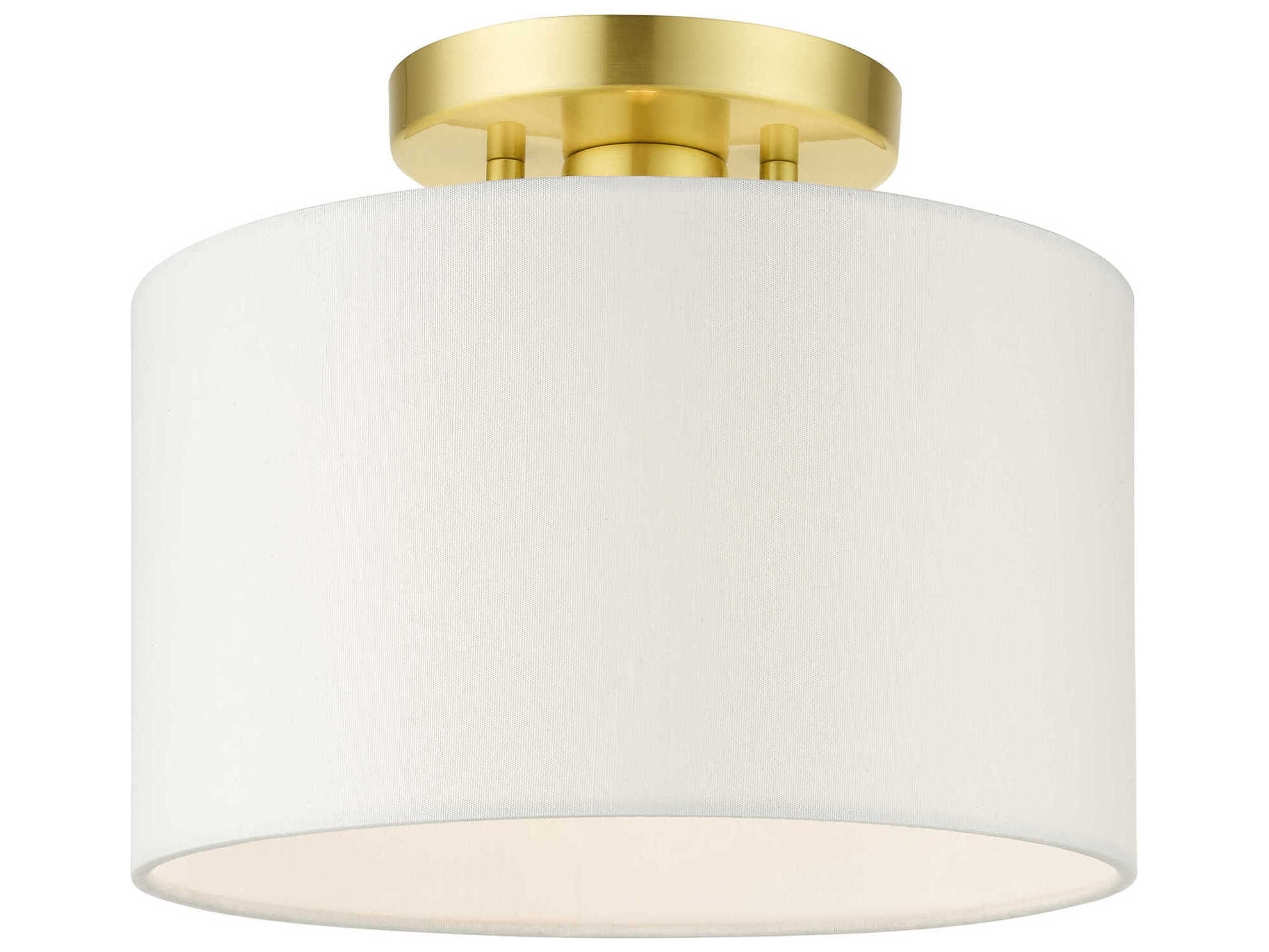 Livex Lighting Meridian 1-Light Satin Brass Drum Semi Flush Mount