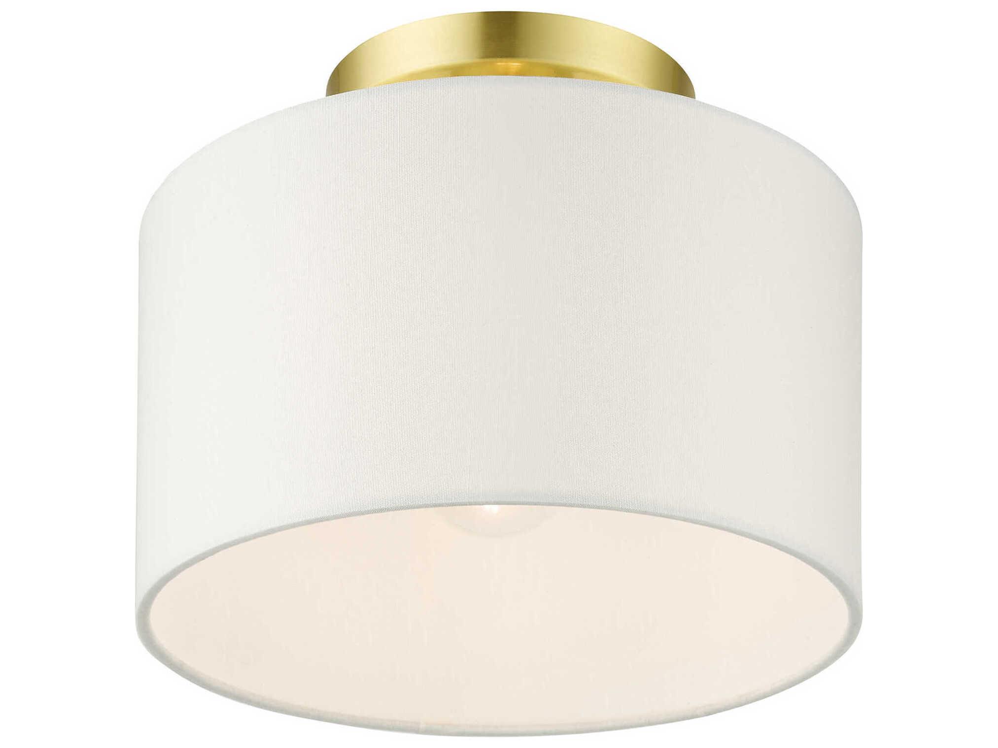 Livex Lighting Meridian 1-Light Satin Brass Drum Semi Flush Mount
