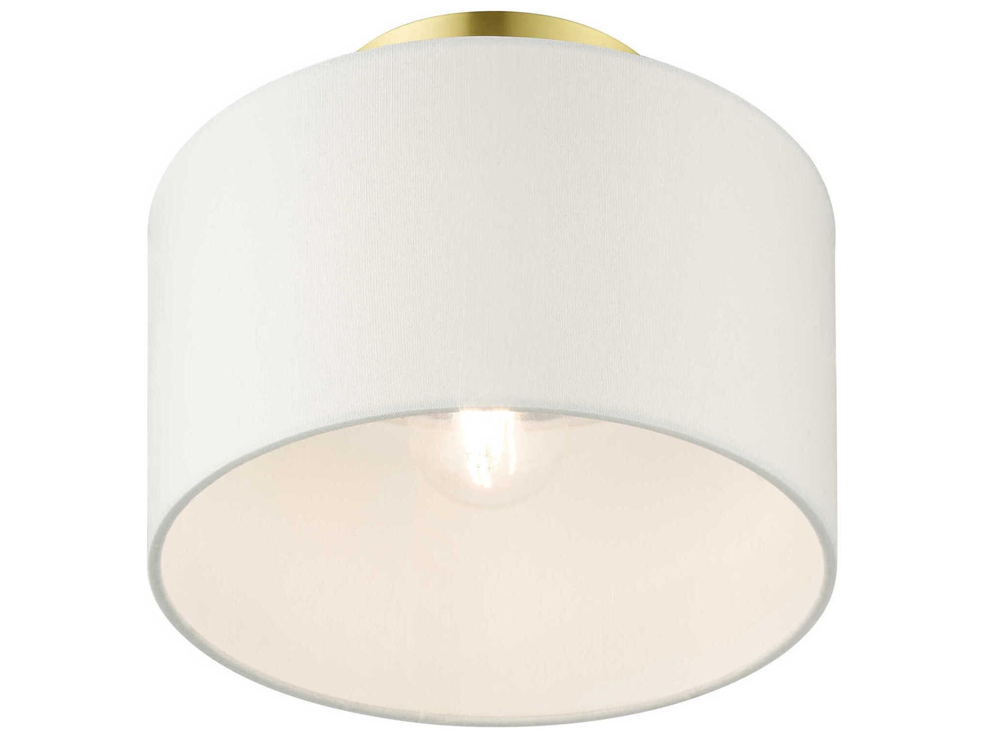 Livex Lighting Meridian 1-Light Satin Brass Drum Semi Flush Mount