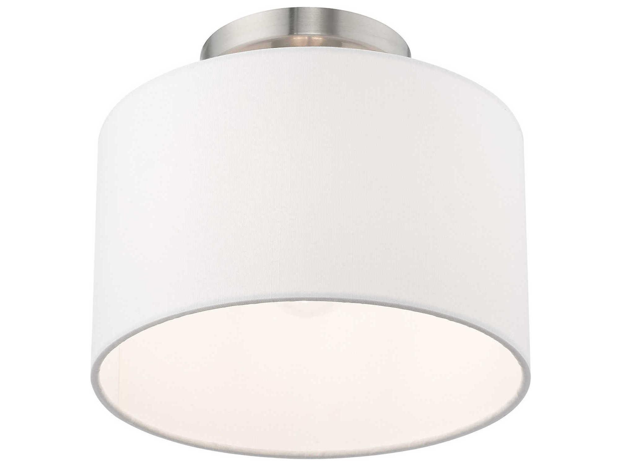 Livex Lighting Meridian 1-Light Brushed Nickel Drum Semi Flush Mount