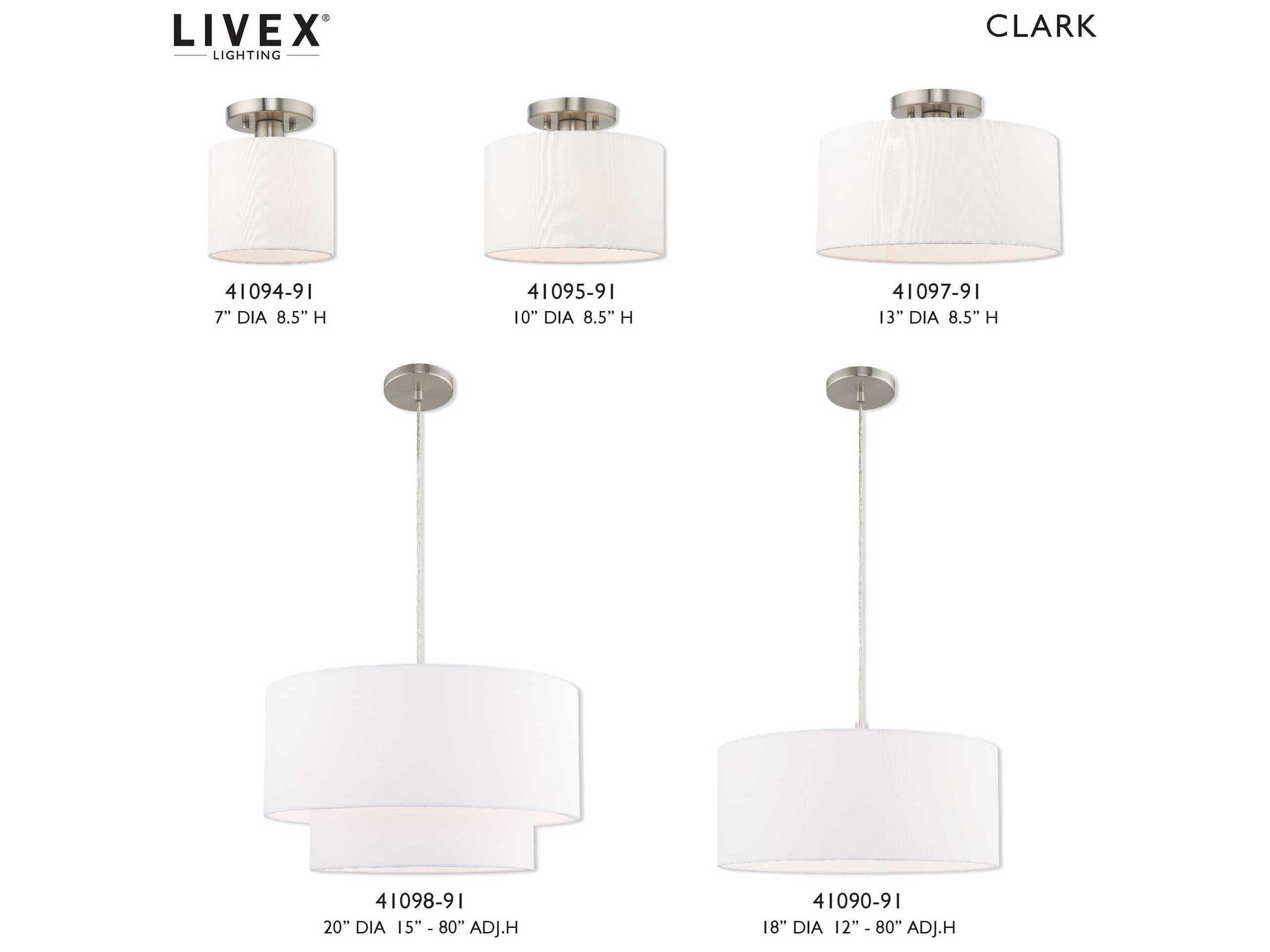 Livex Lighting Meridian 1-Light Brushed Nickel Drum Semi Flush Mount