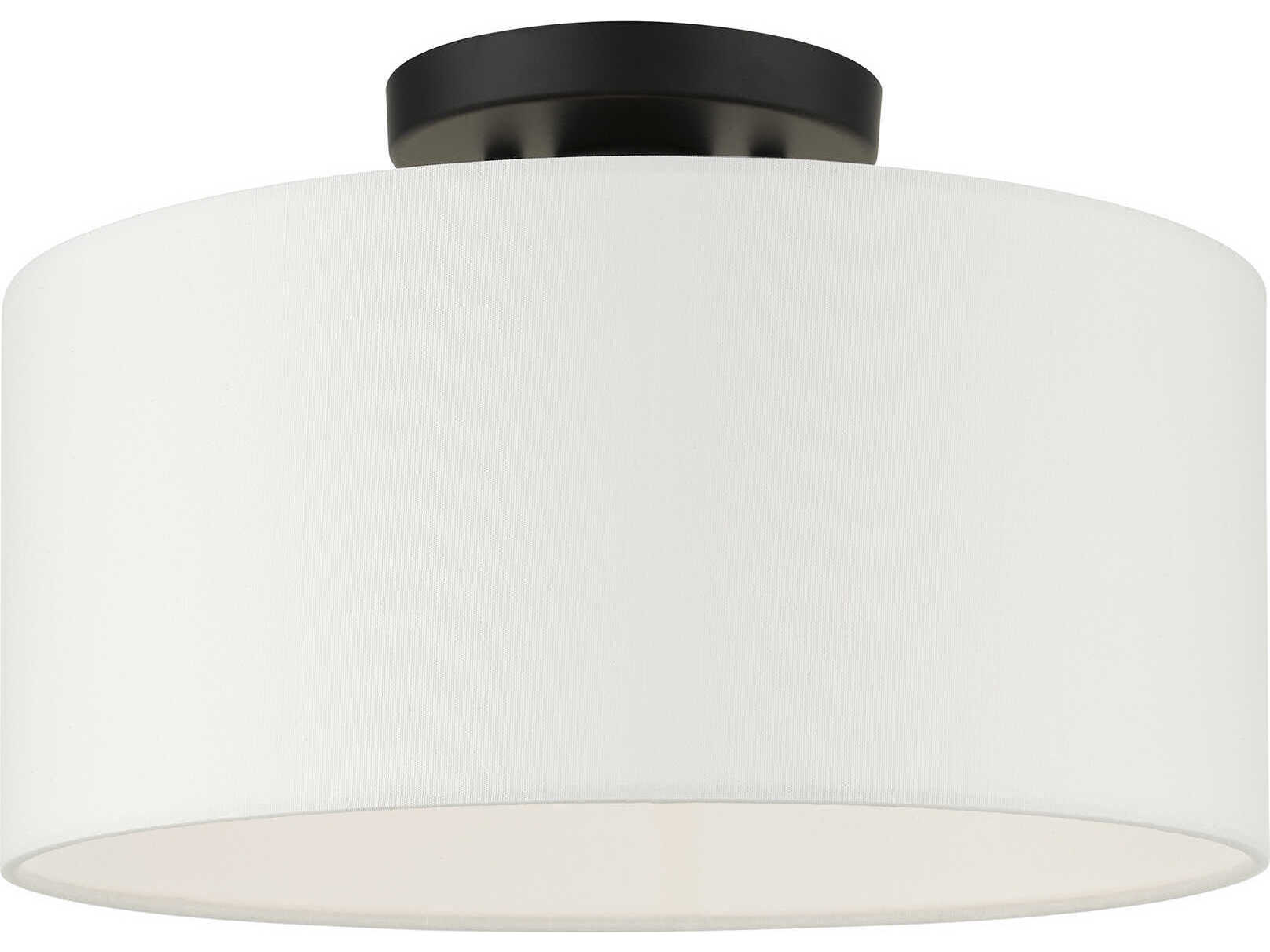 Livex Lighting Meridian 1-Light Black Drum Semi Flush Mount