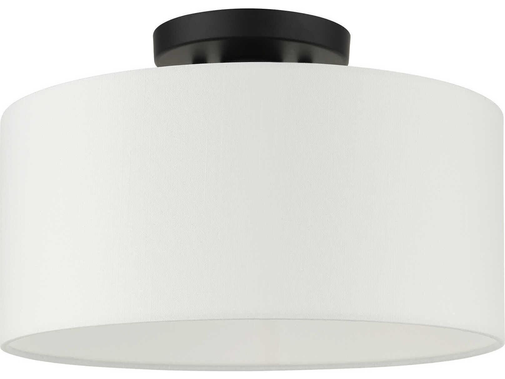 Livex Lighting Meridian 1-Light Black Drum Semi Flush Mount