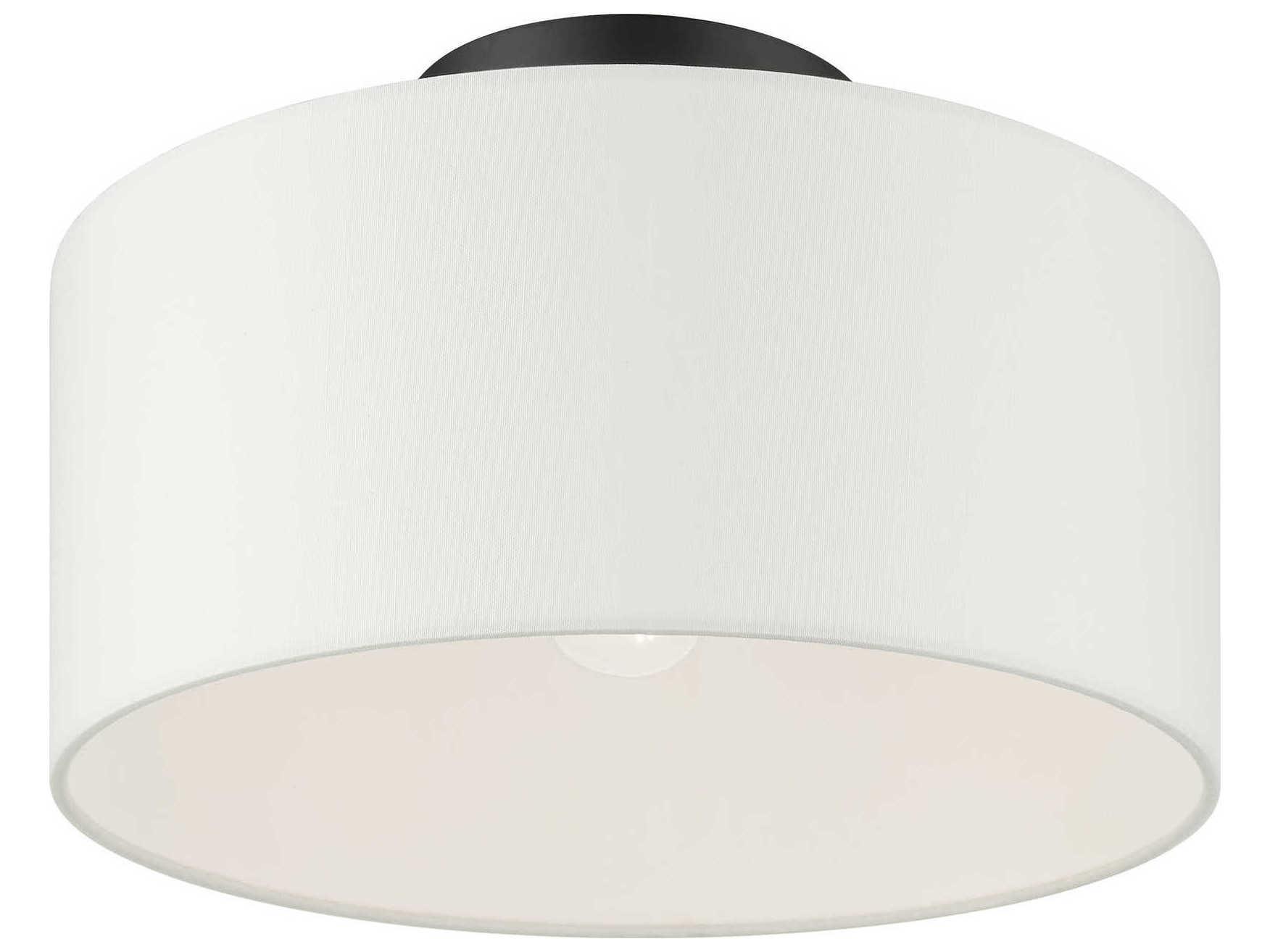 Livex Lighting Meridian 1-Light Black Drum Semi Flush Mount