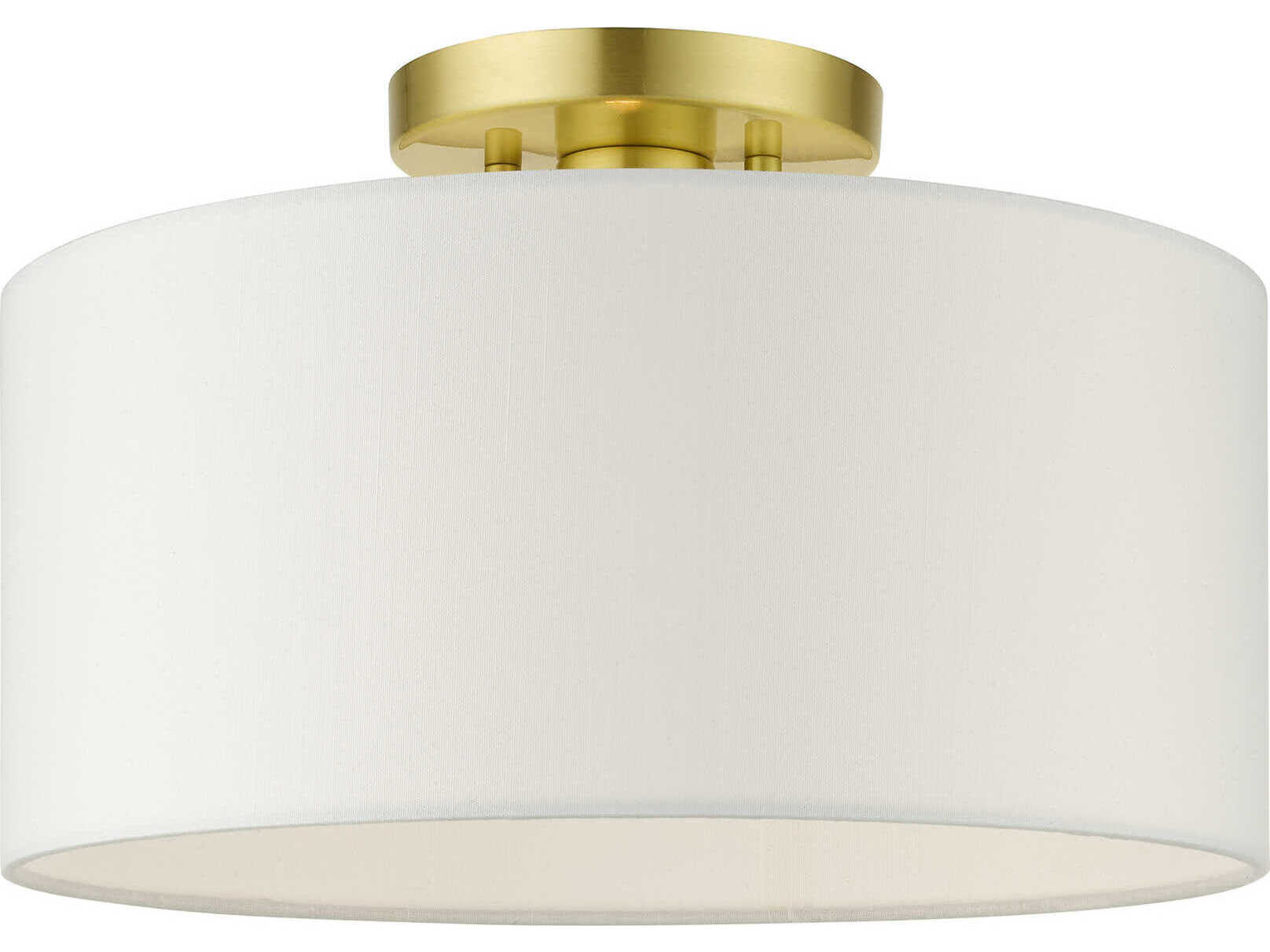 Livex Lighting Meridian 1-Light Satin Brass Drum Semi Flush Mount