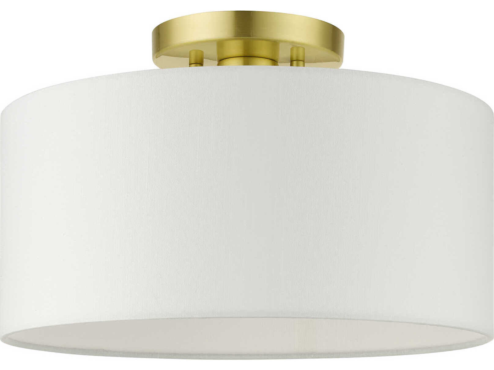Livex Lighting Meridian 1-Light Satin Brass Drum Semi Flush Mount