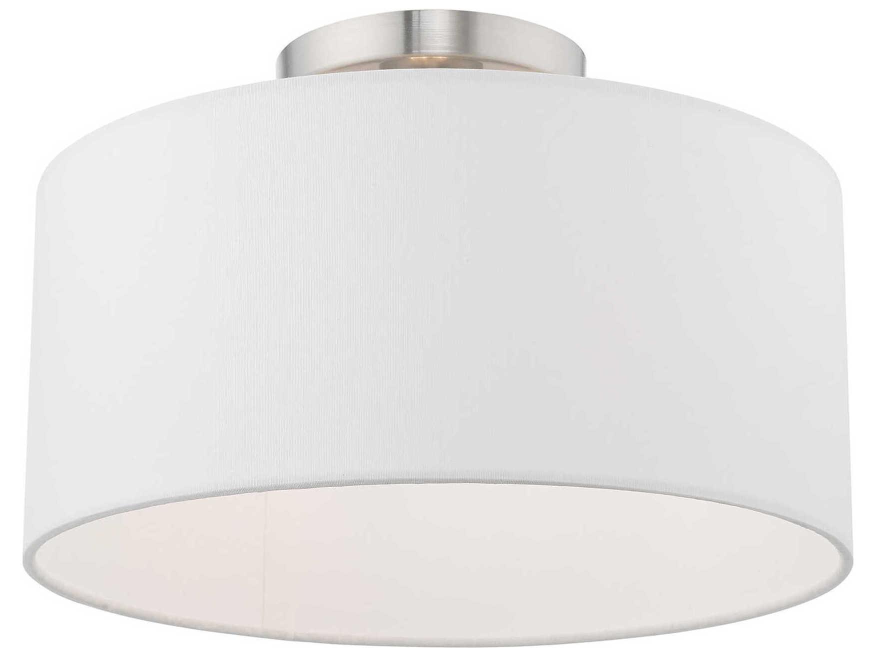 Livex Lighting Meridian 1-Light Brushed Nickel Drum Semi Flush Mount