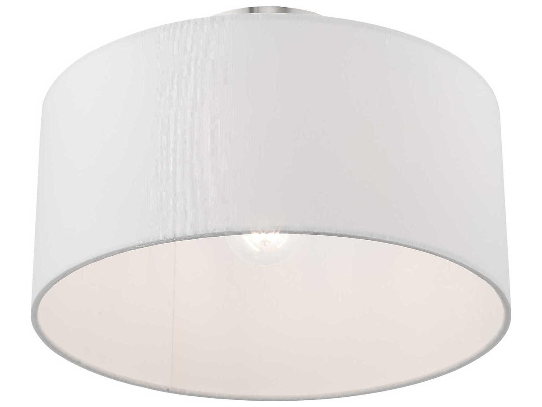 Livex Lighting Meridian 1-Light Brushed Nickel Drum Semi Flush Mount