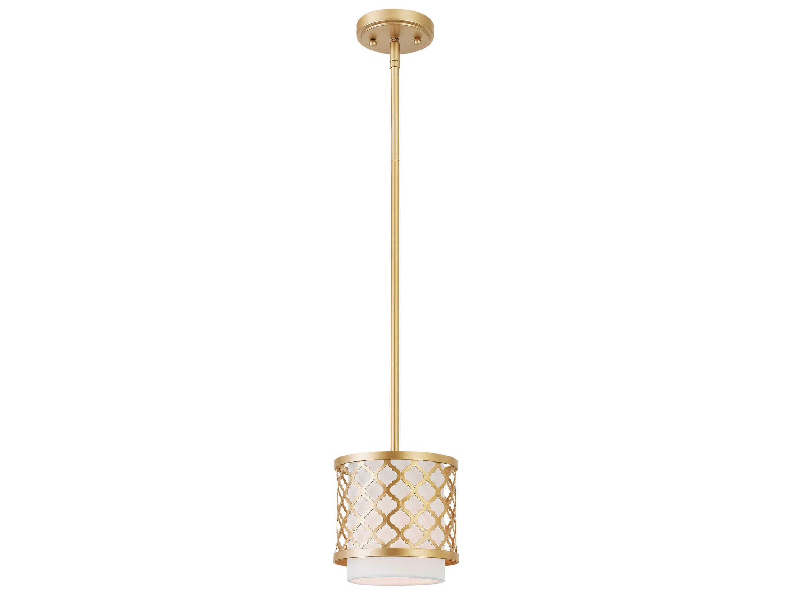 Livex Lighting Arabesque 1-Light Soft Gold White Drum Mini Pendant