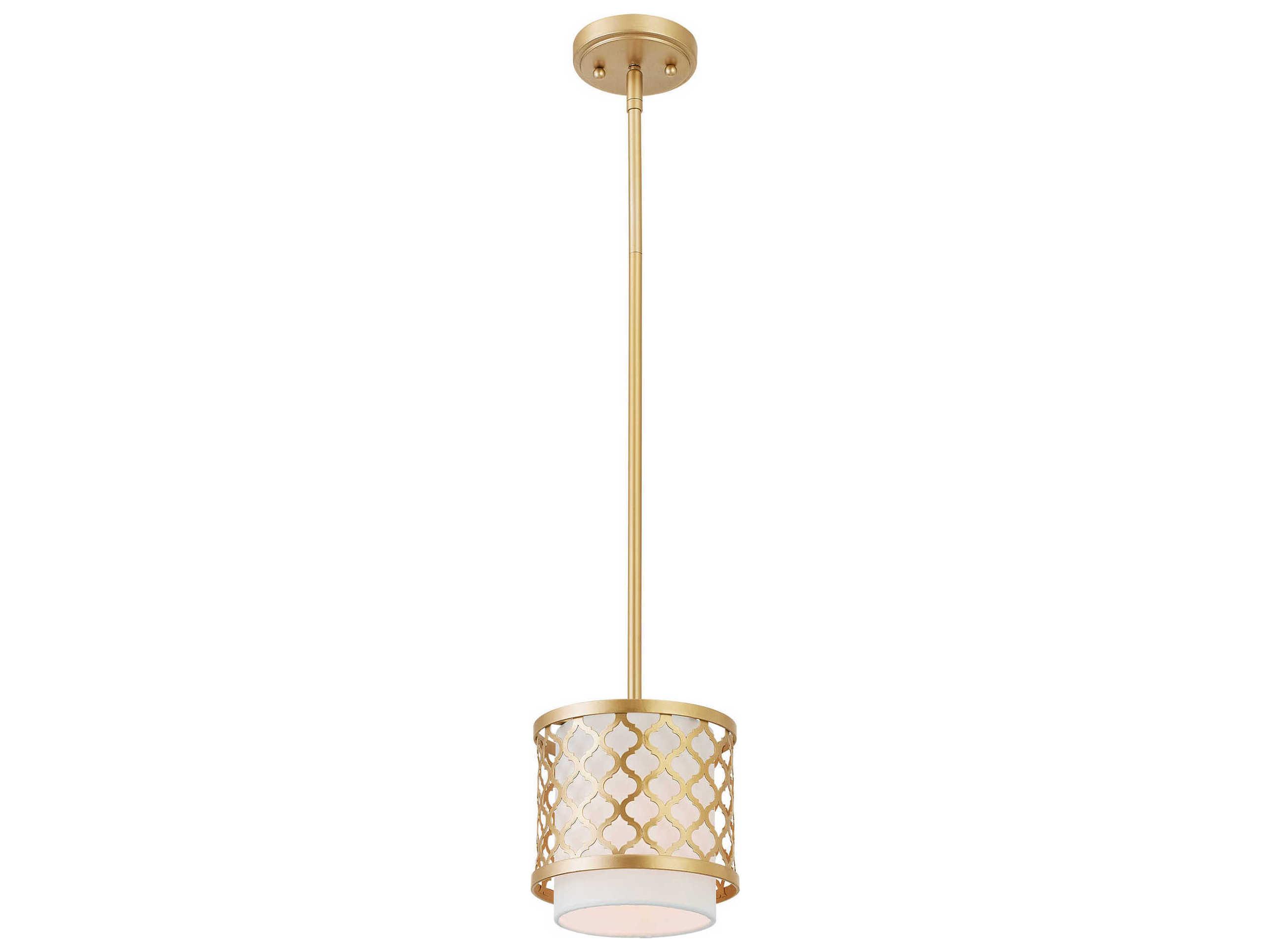 Livex Lighting Arabesque 1-Light Soft Gold White Drum Mini Pendant