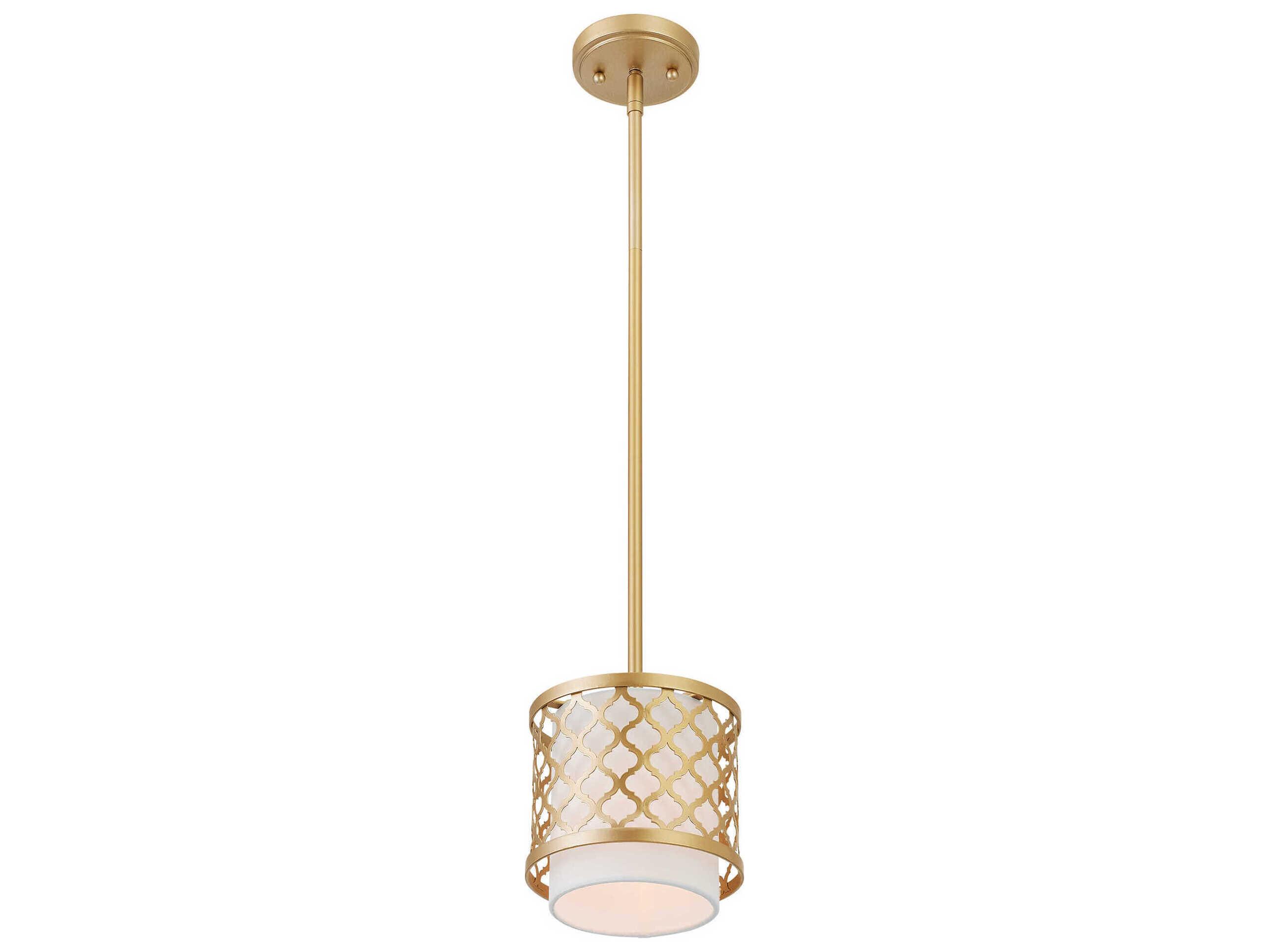 Livex Lighting Arabesque 1-Light Soft Gold White Drum Mini Pendant