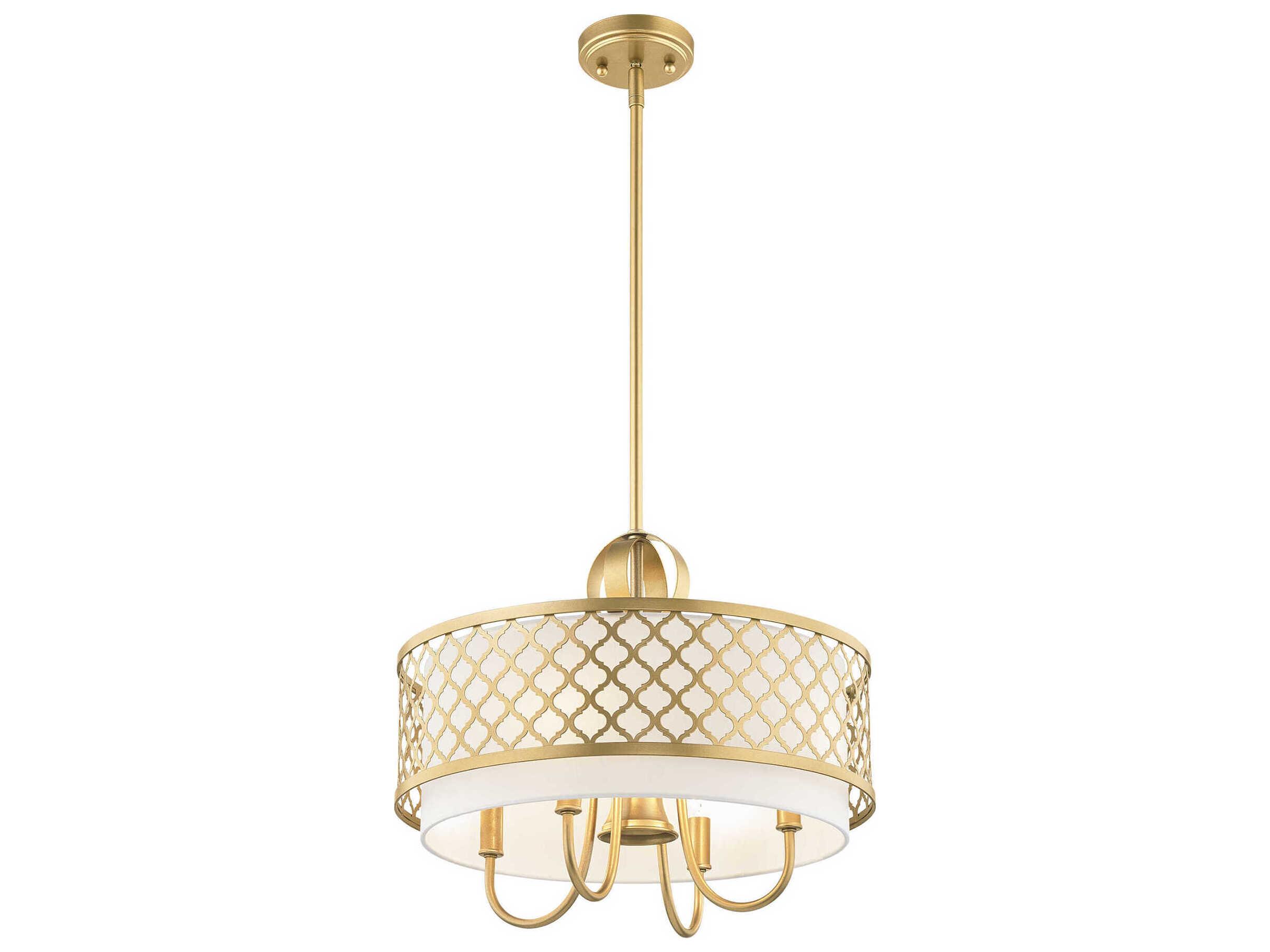 Livex Lighting Arabesque 5-Light Soft Gold White Drum Chandelier