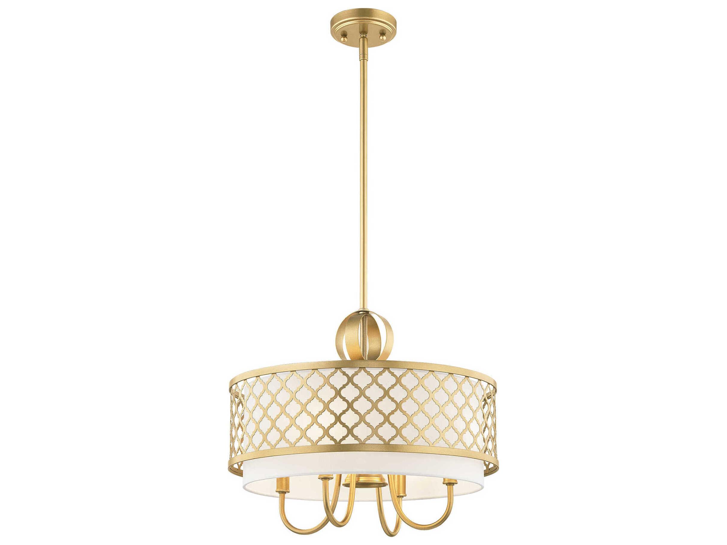 Livex Lighting Arabesque 5-Light Soft Gold White Drum Chandelier