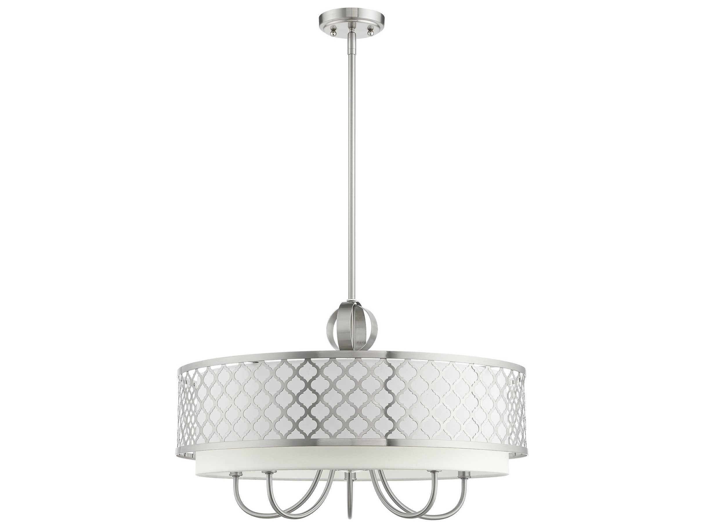 Livex Lighting Arabesque 6-Light Brushed Nickel Drum Round Chandelier