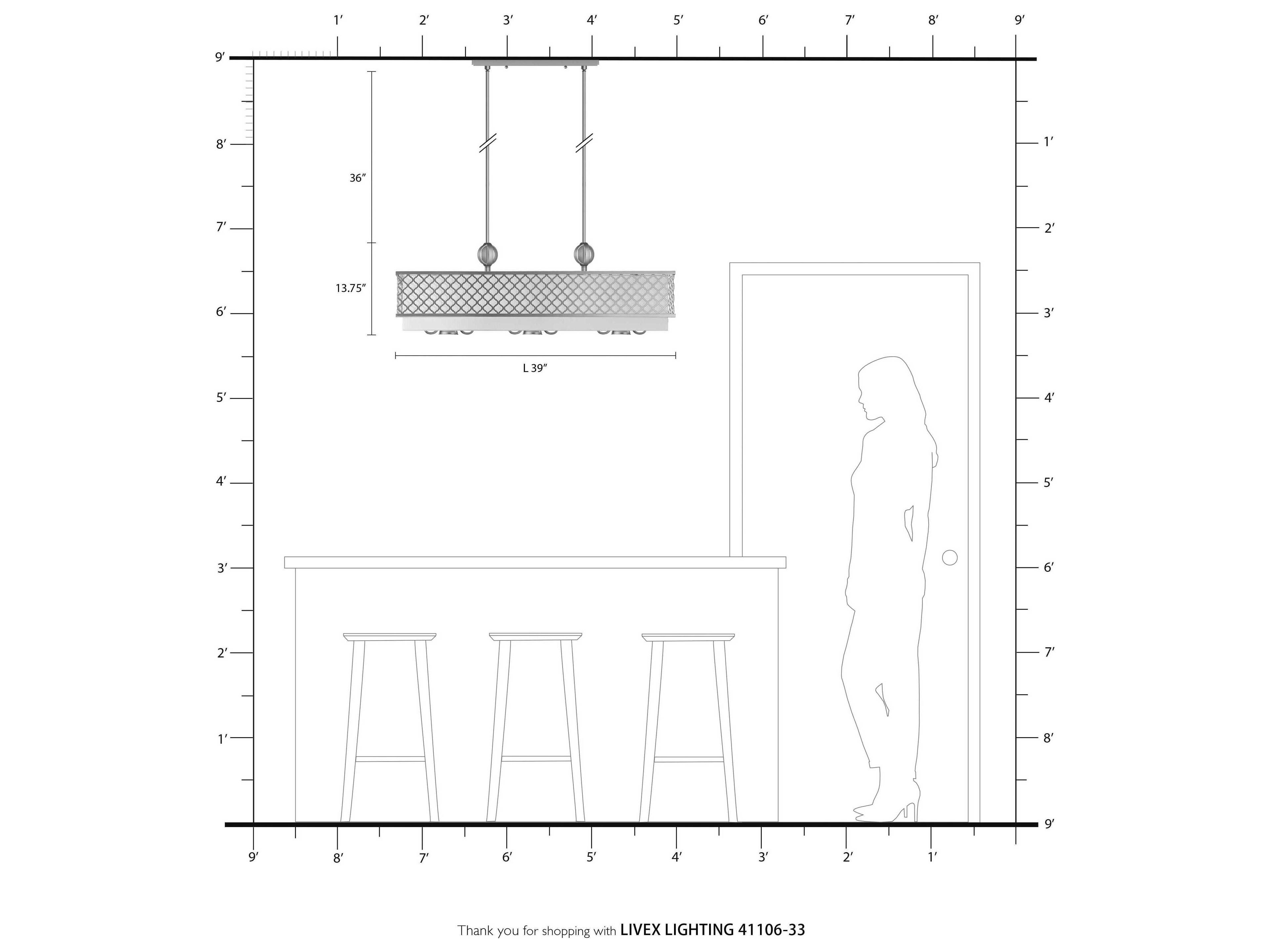 Livex Lighting Arabesque 9-Light Soft Gold White Geometric Island Pendant