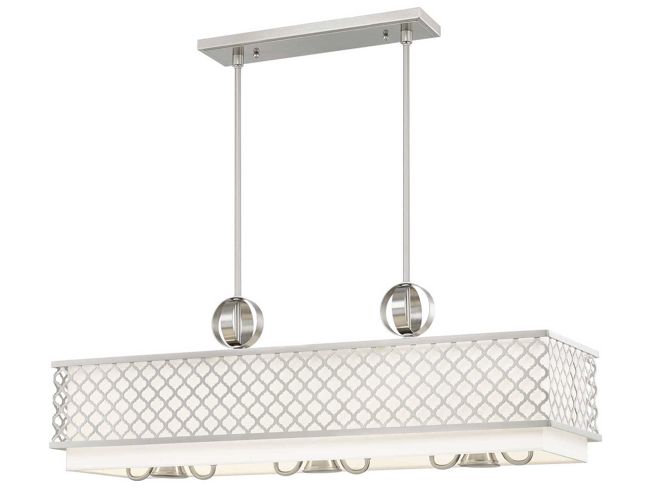 Livex Lighting Arabesque 9-Light Brushed Nickel White Geometric Island Pendant