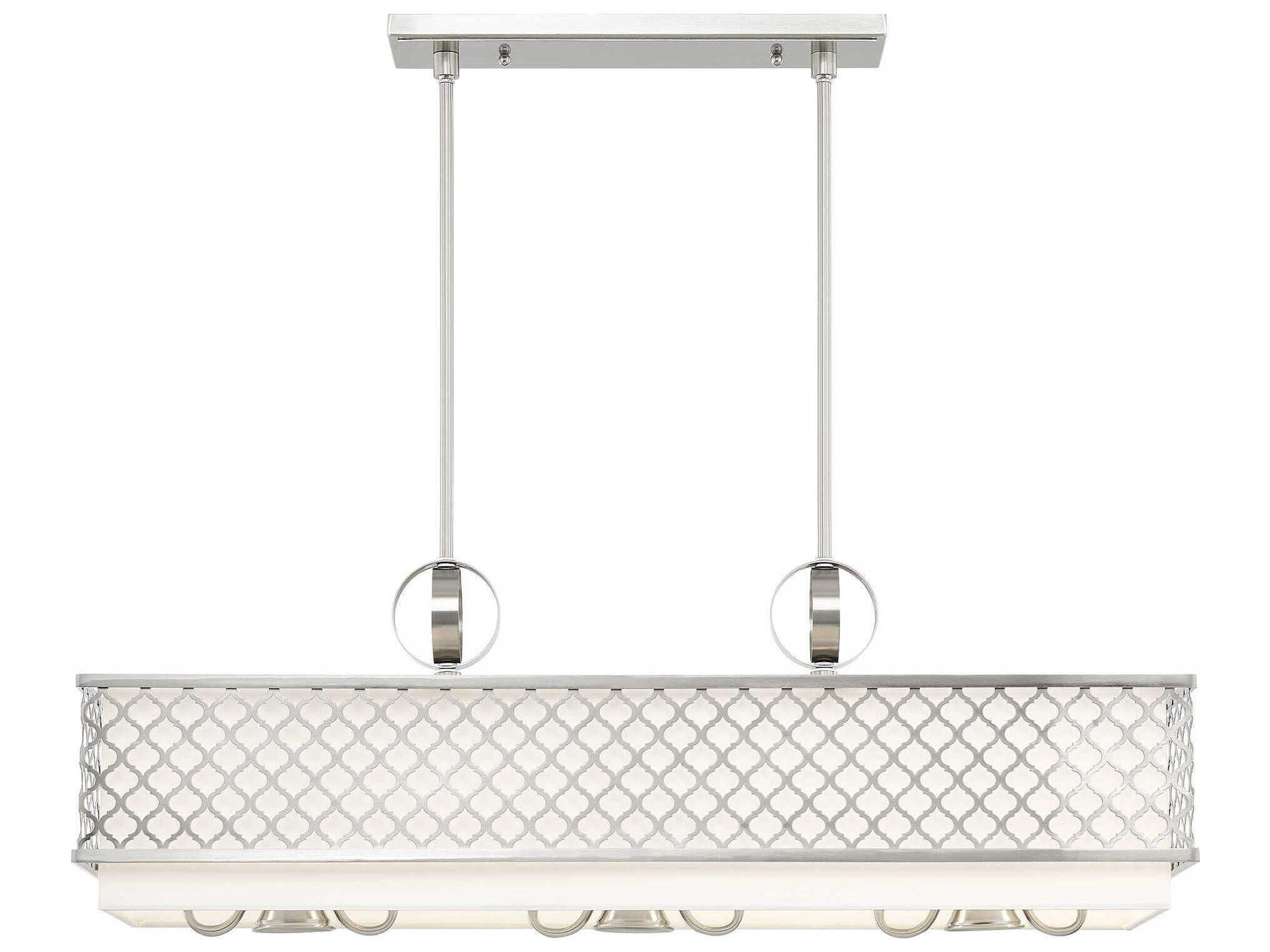 Livex Lighting Arabesque 9-Light Brushed Nickel White Geometric Island Pendant