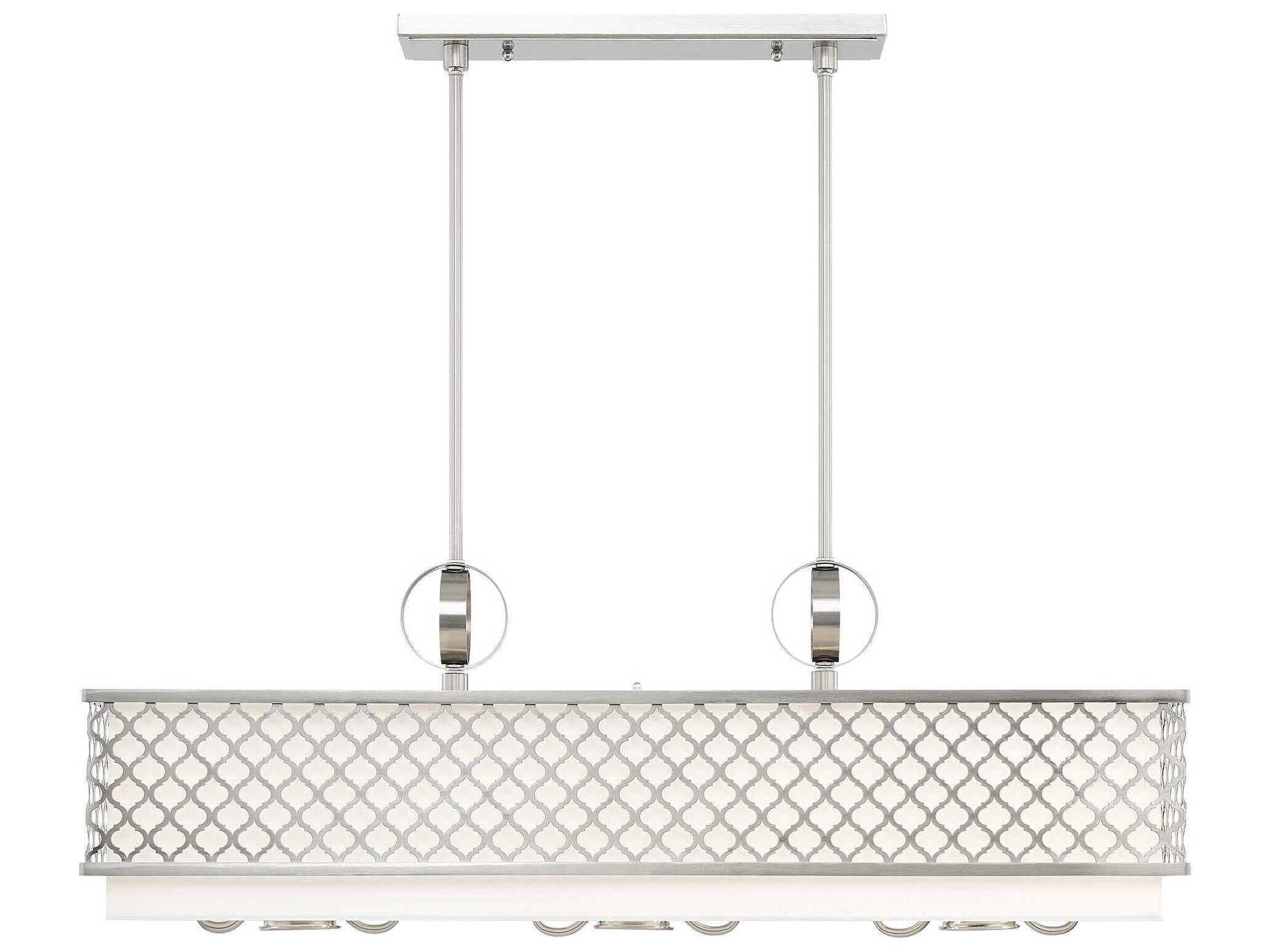 Livex Lighting Arabesque 9-Light Brushed Nickel White Geometric Island Pendant